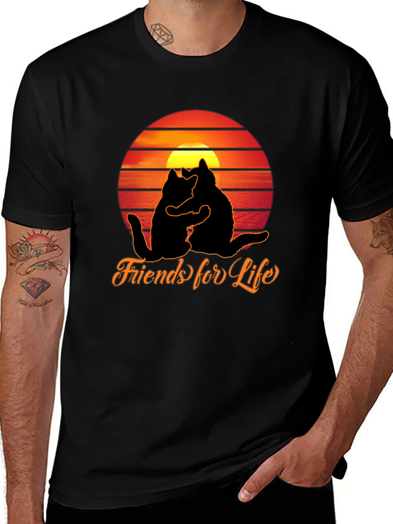 Variant 20 of Friends For Life Cats Sunset Graphic T-Shirt