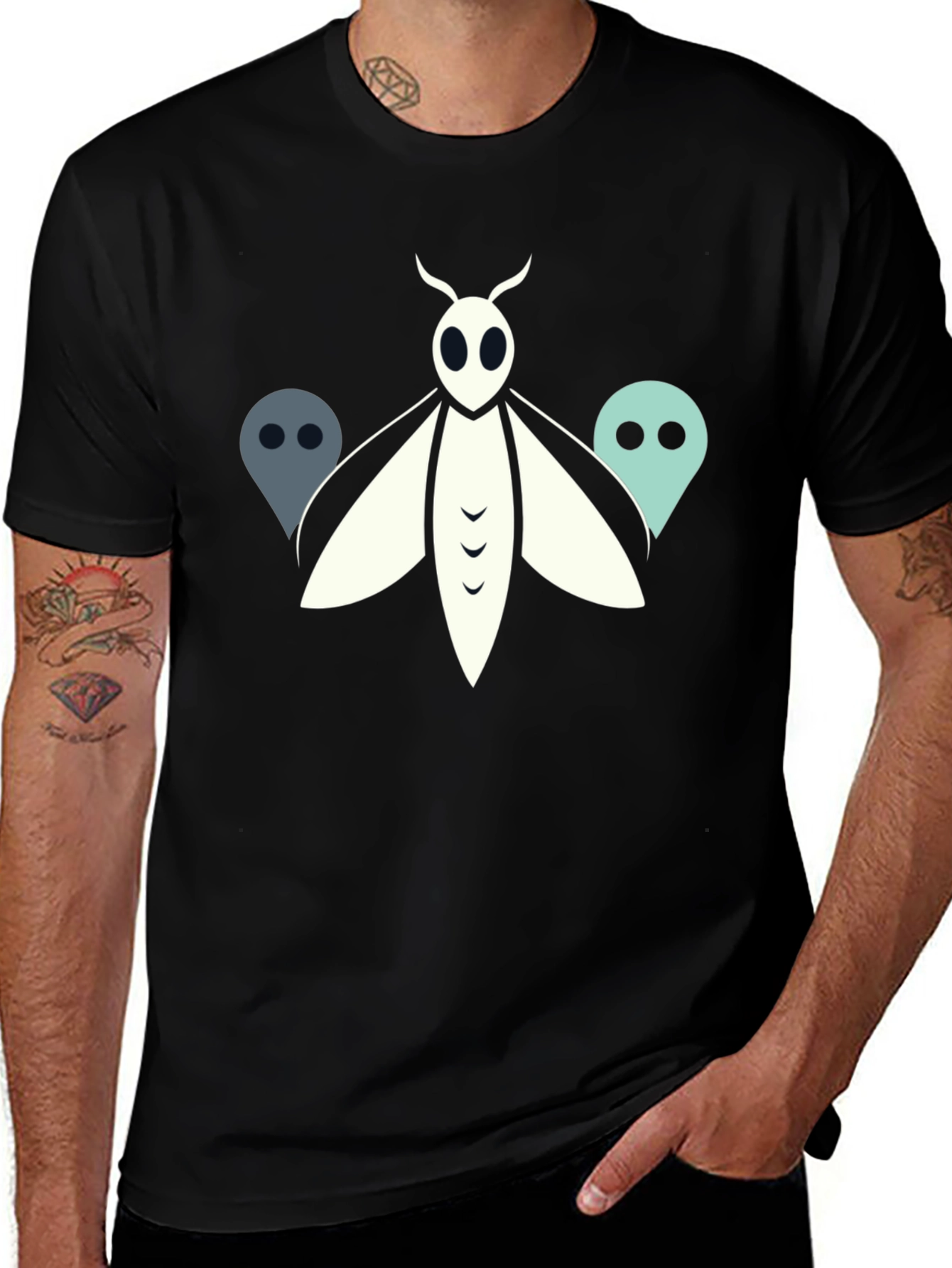 Moth and Ghost Graphic Tee - Black
