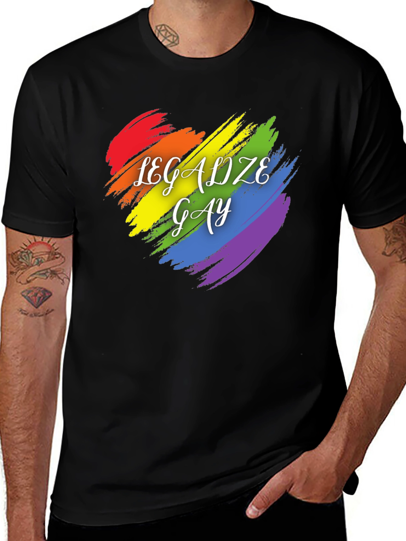 Variant 26 of Legalize Gay Pride T-Shirt Rainbow Heart Tee
