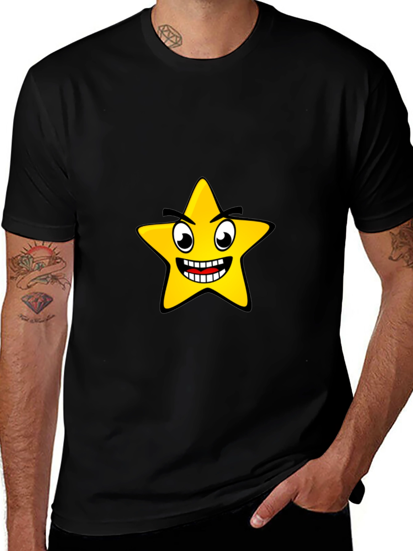 Variant 9 of Funny Star Graphic Black T-Shirt