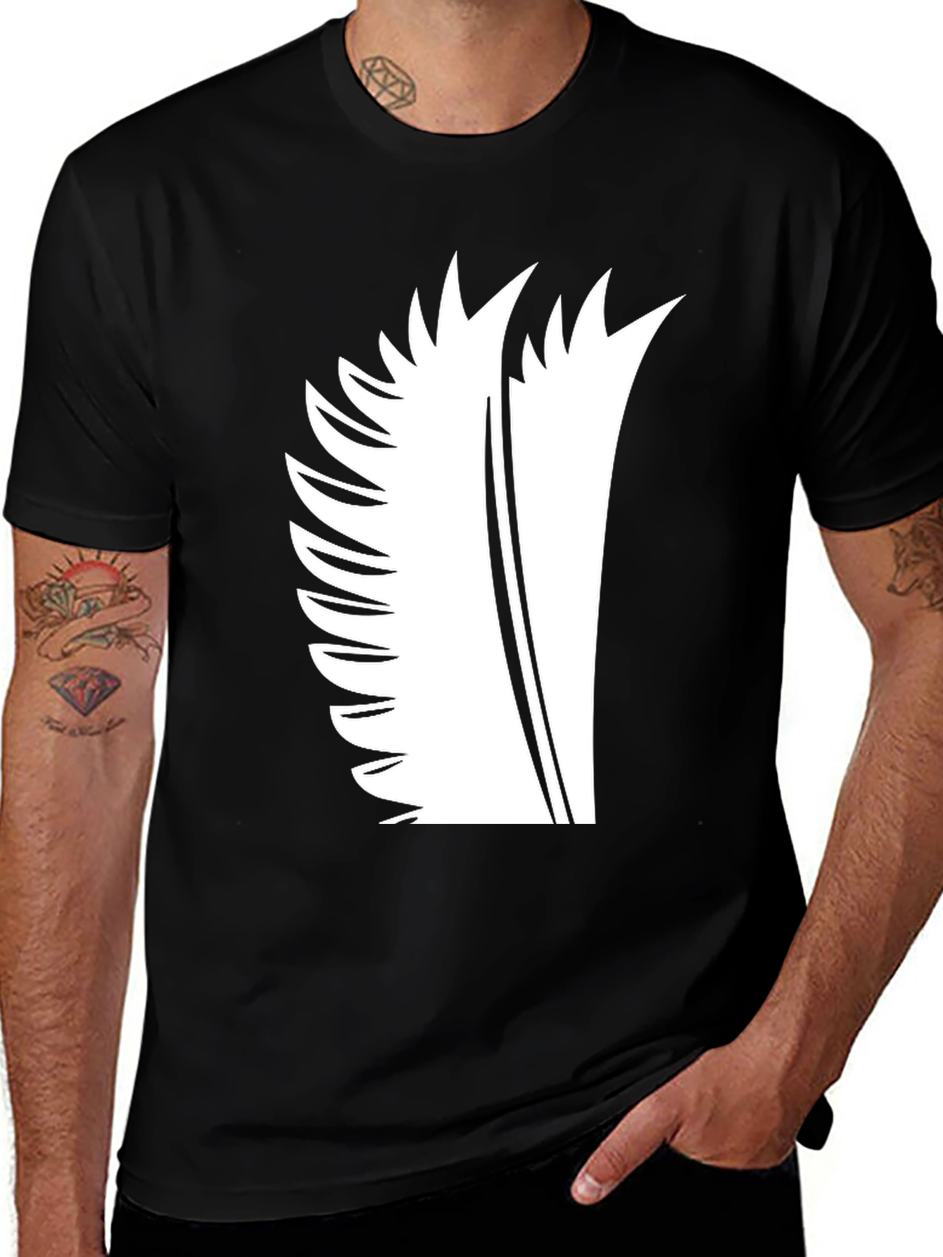 Variant 18 of Edgy Black Tee with Abstract White Design