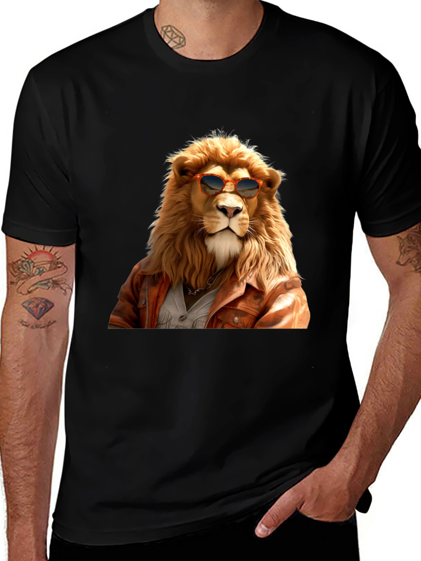 Variant 28 of Cool Lion Graphic Tee - Trendy Animal Print Shirt