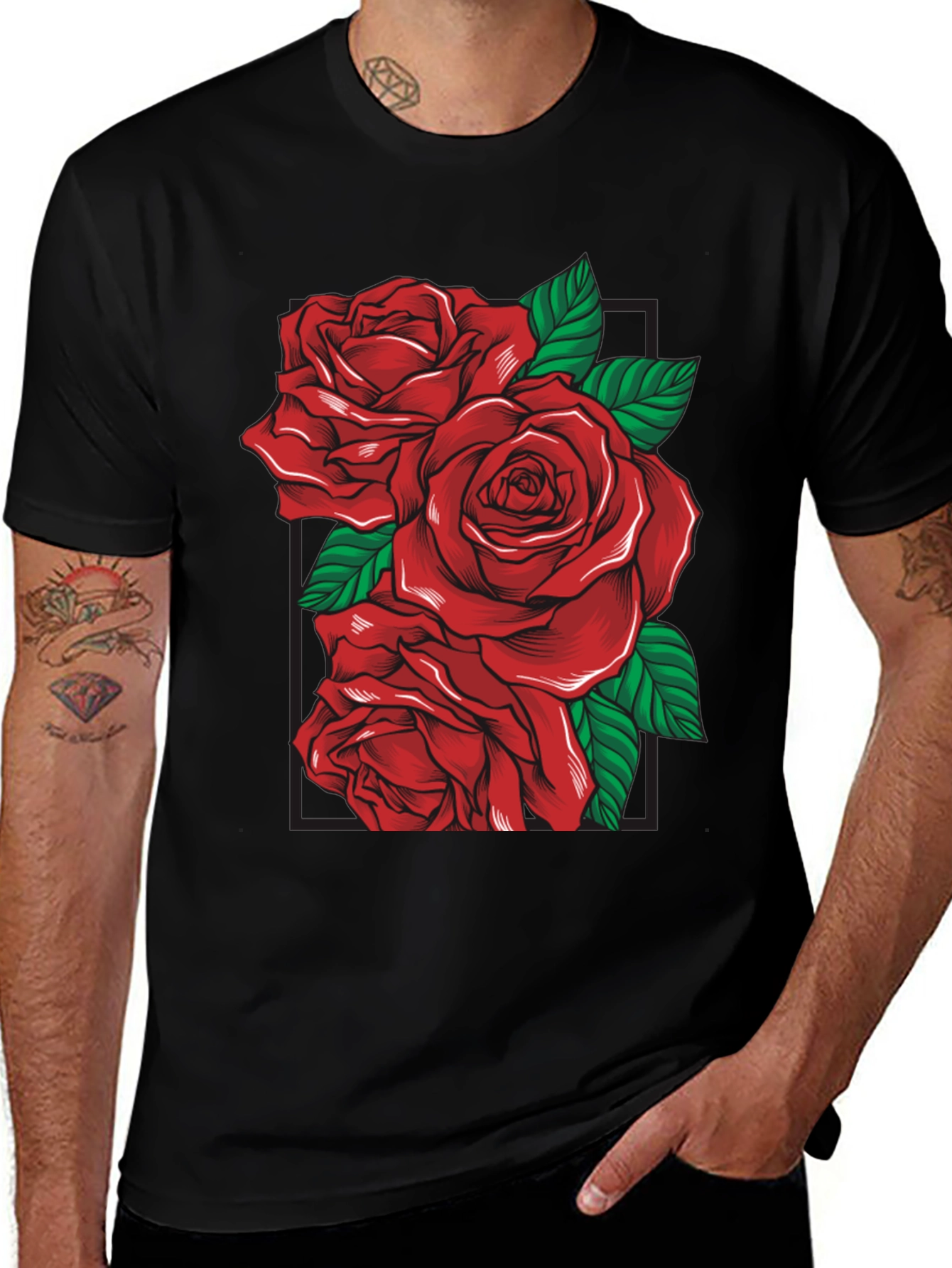 Variant 30 of Rose Graphic Black T-Shirt