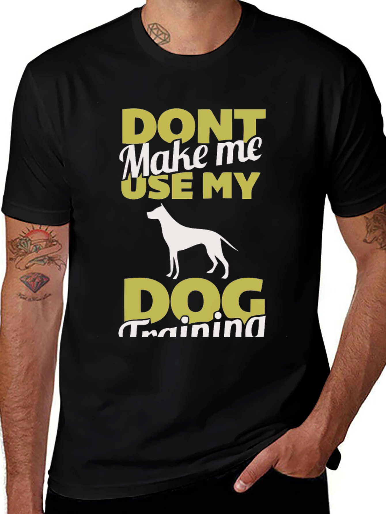 Variant 12 of Dog Training Graphic Tee - Men's Black T-Shirt