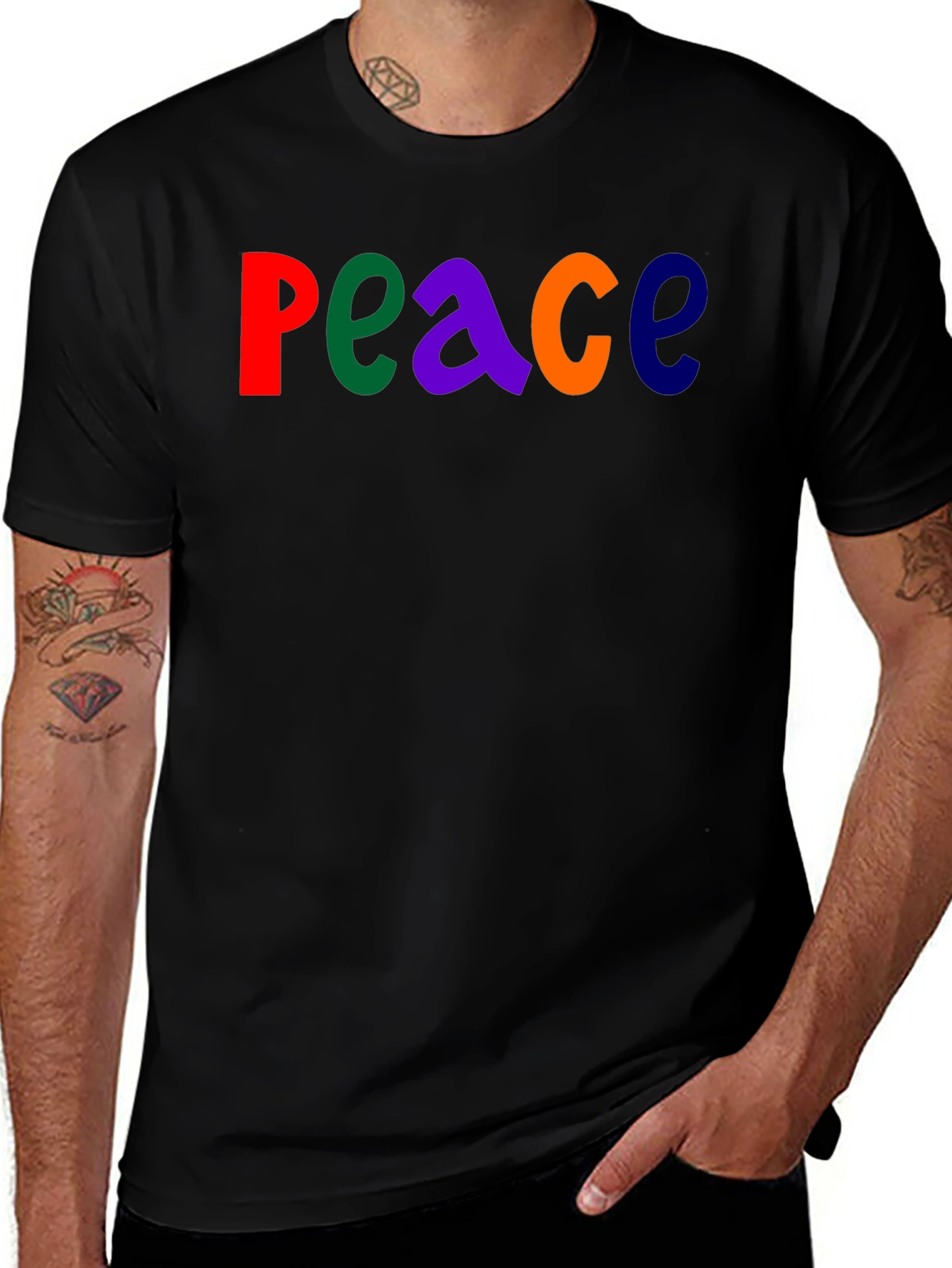 Variant 7 of Colorful Peace Graphic T-Shirt - Black