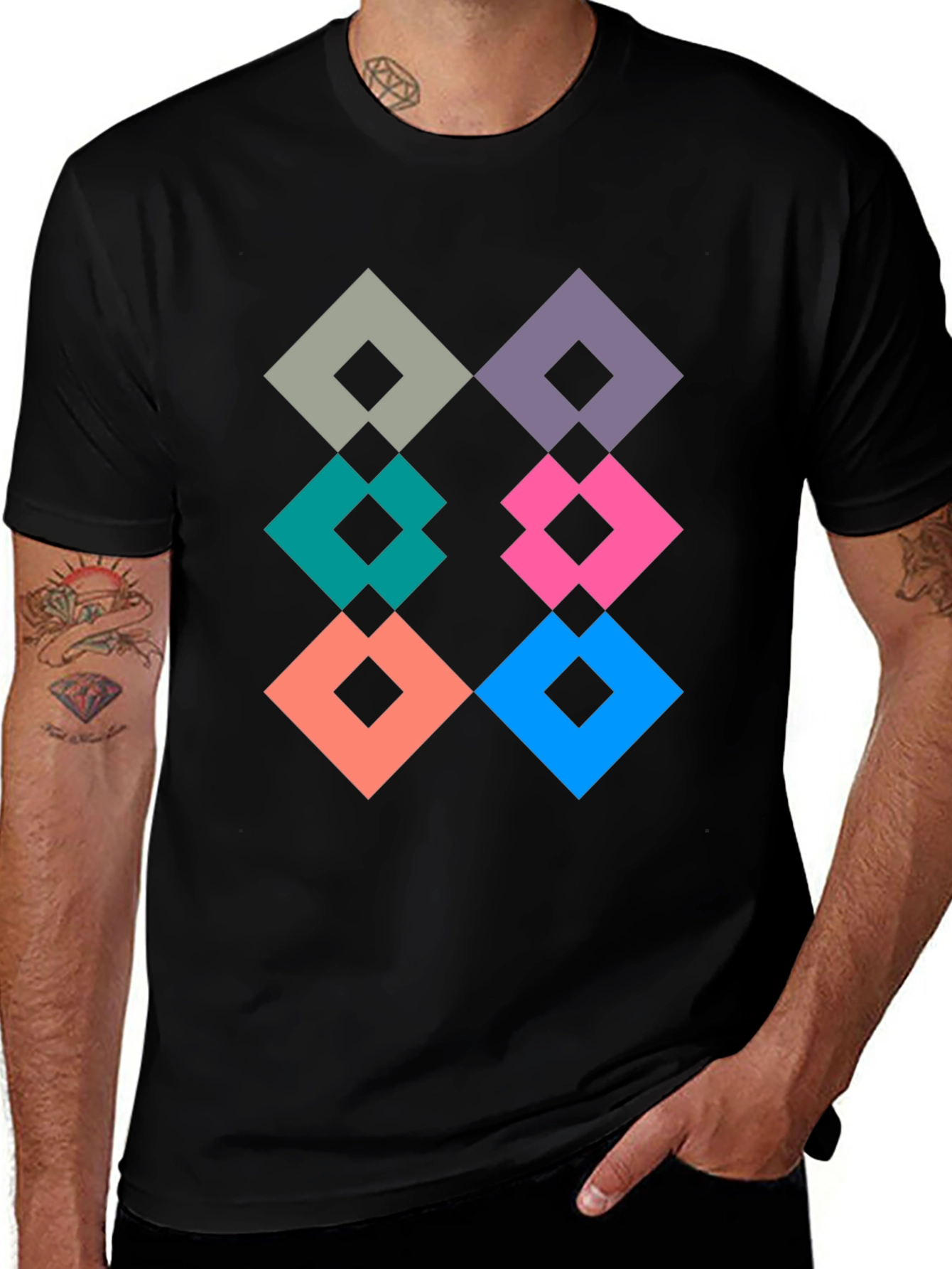 Variant 30 of Geometric Diamond Pattern Tee - Modern Graphic Print