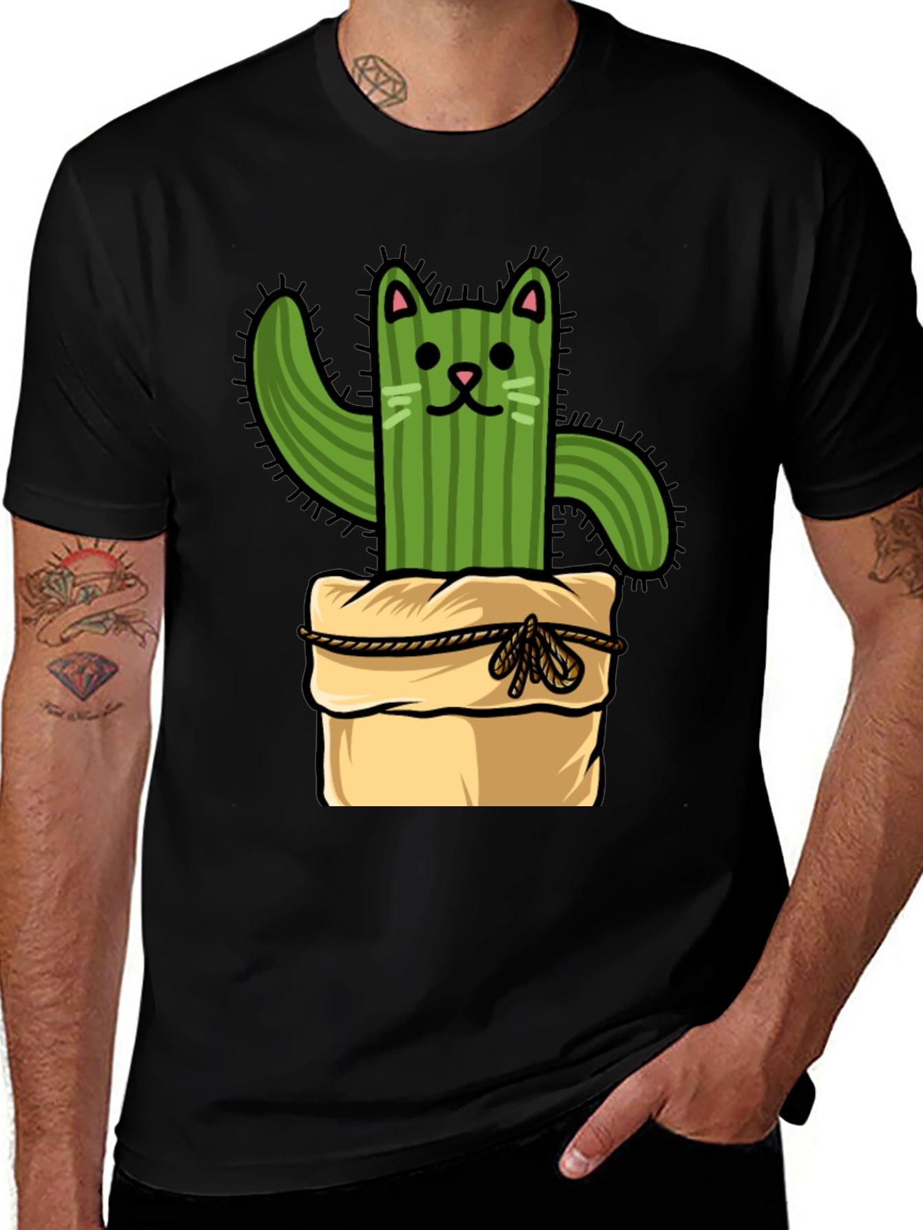 Cactus Cat T-Shirt - Whimsical Graphic Tee