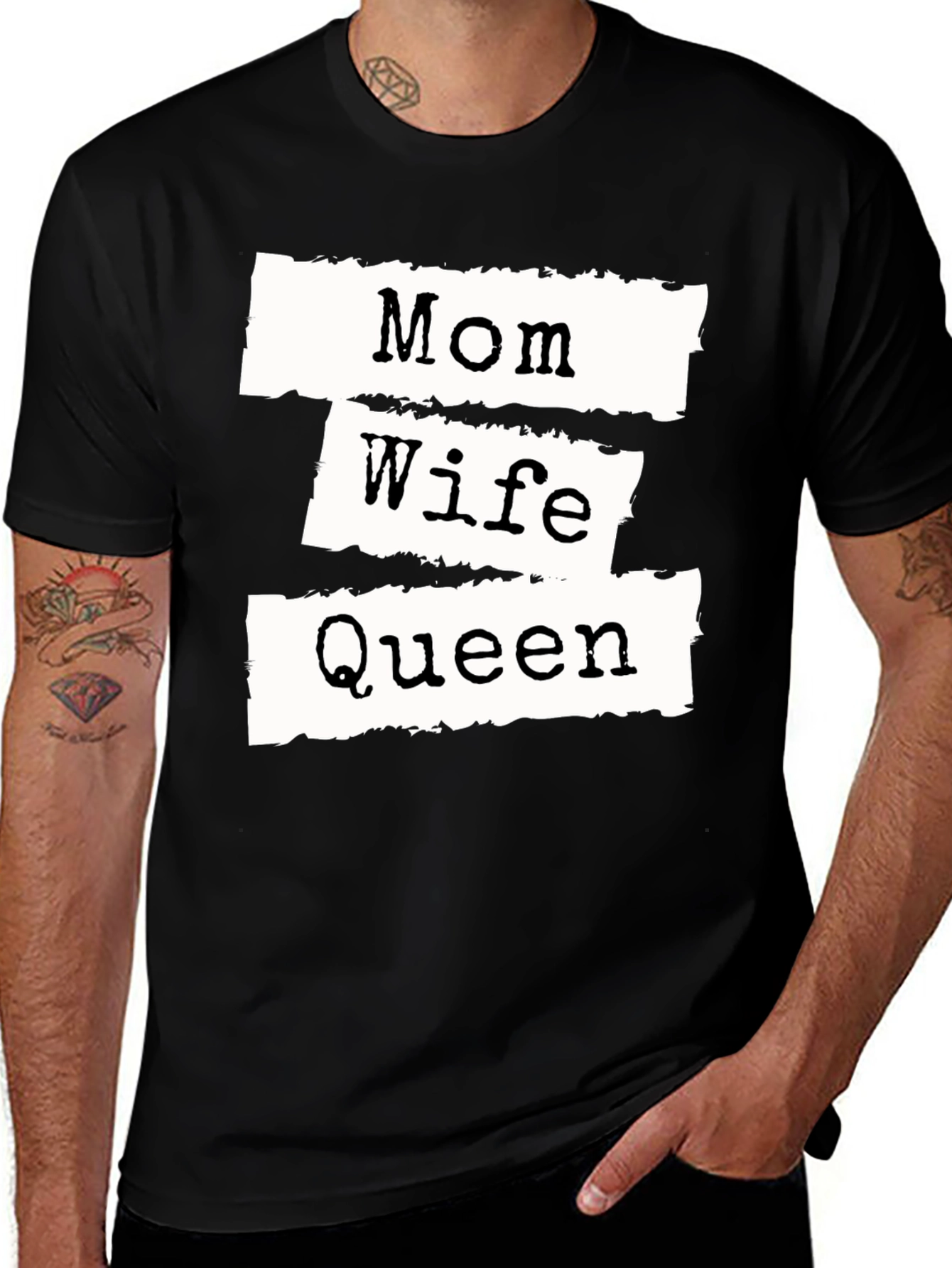 Variant 6 of Mom Wife Queen Graphic Tee - Black Cotton T-Shirt