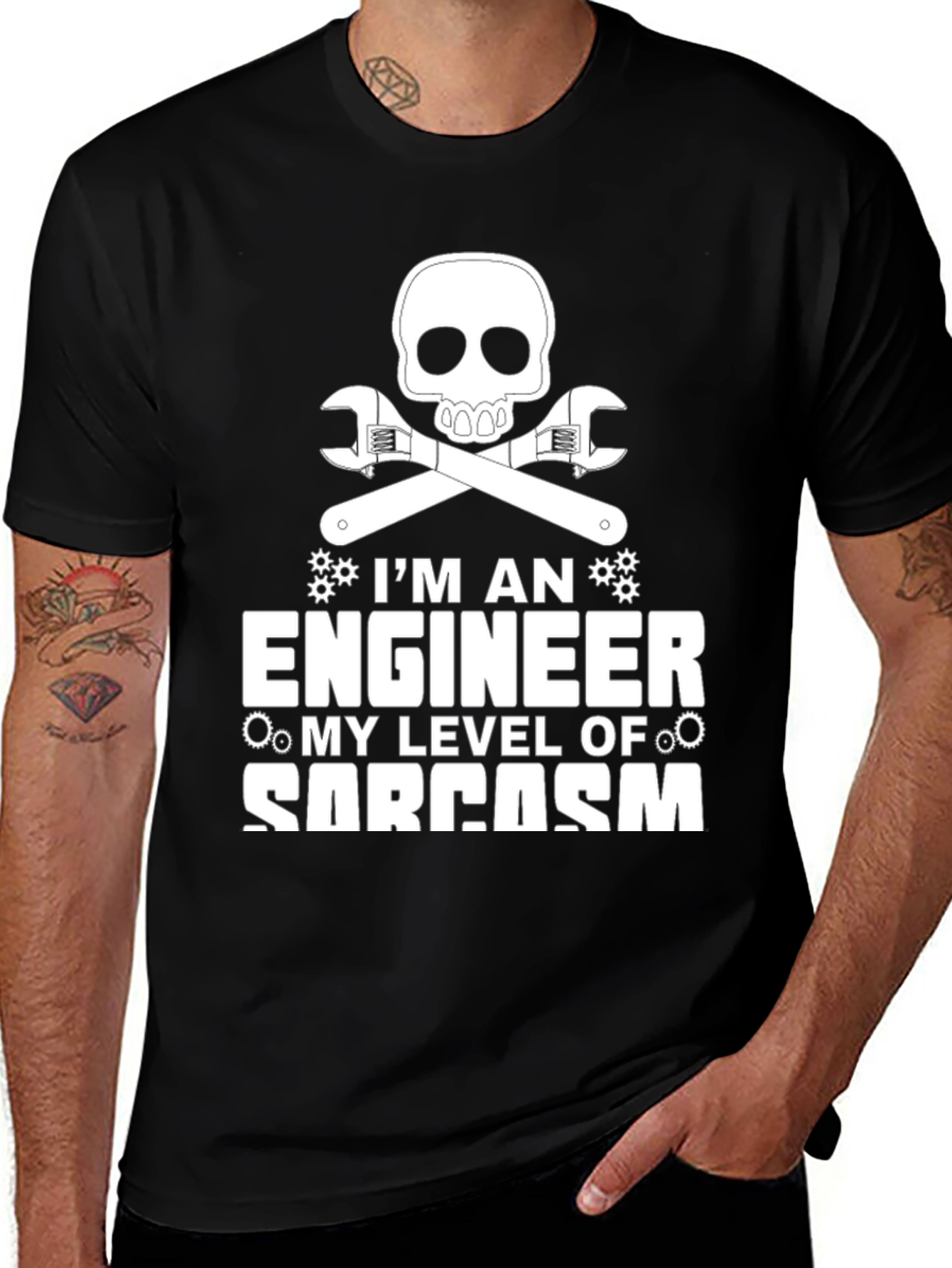 Variant 19 of Engineer Sarcasm T-Shirt - Skull & Wrenches Graphic