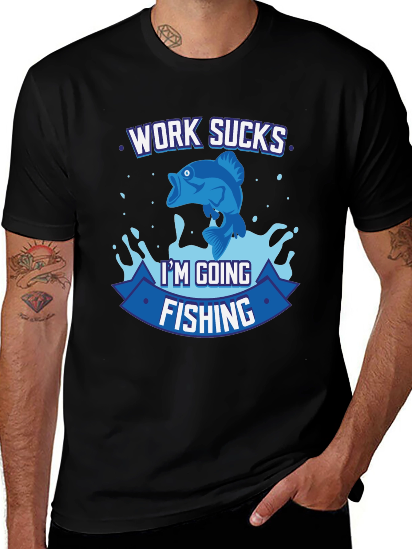 Variant 21 of Work Sucks I'm Going Fishing Graphic T-Shirt
