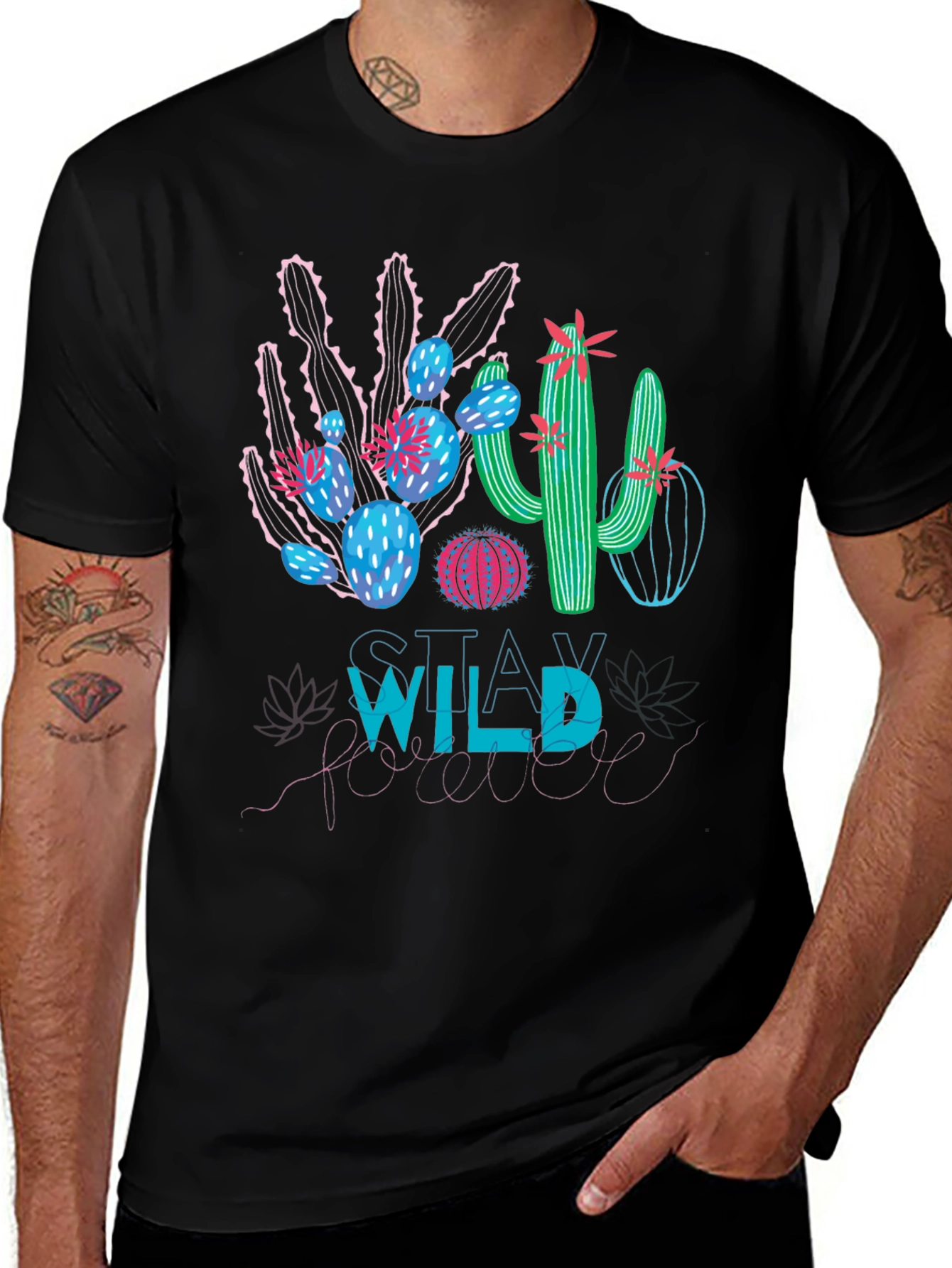 Variant 15 of Stay Wild Cactus Graphic Tee