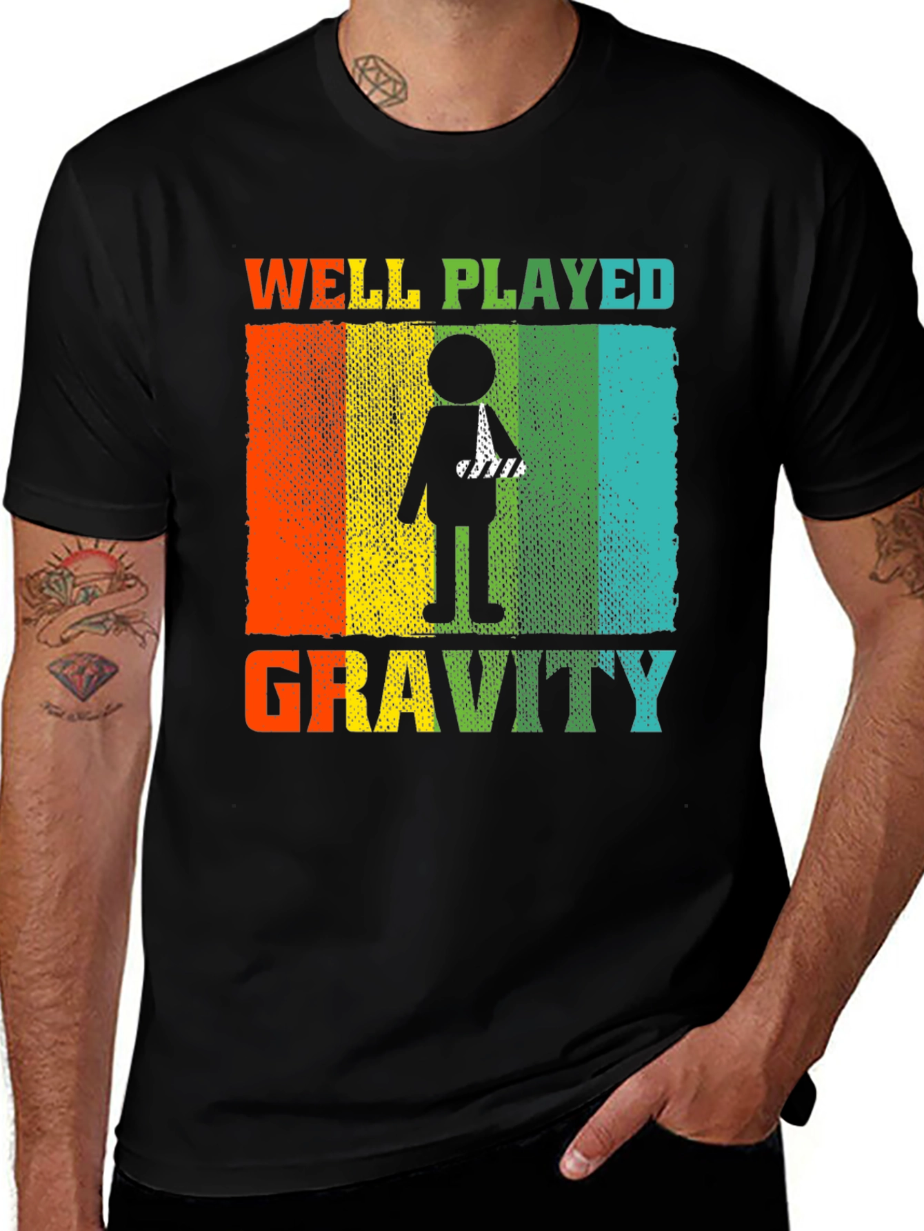 Variant 10 of Well Played Gravity T-Shirt - Funny Broken Arm Get Well Gift