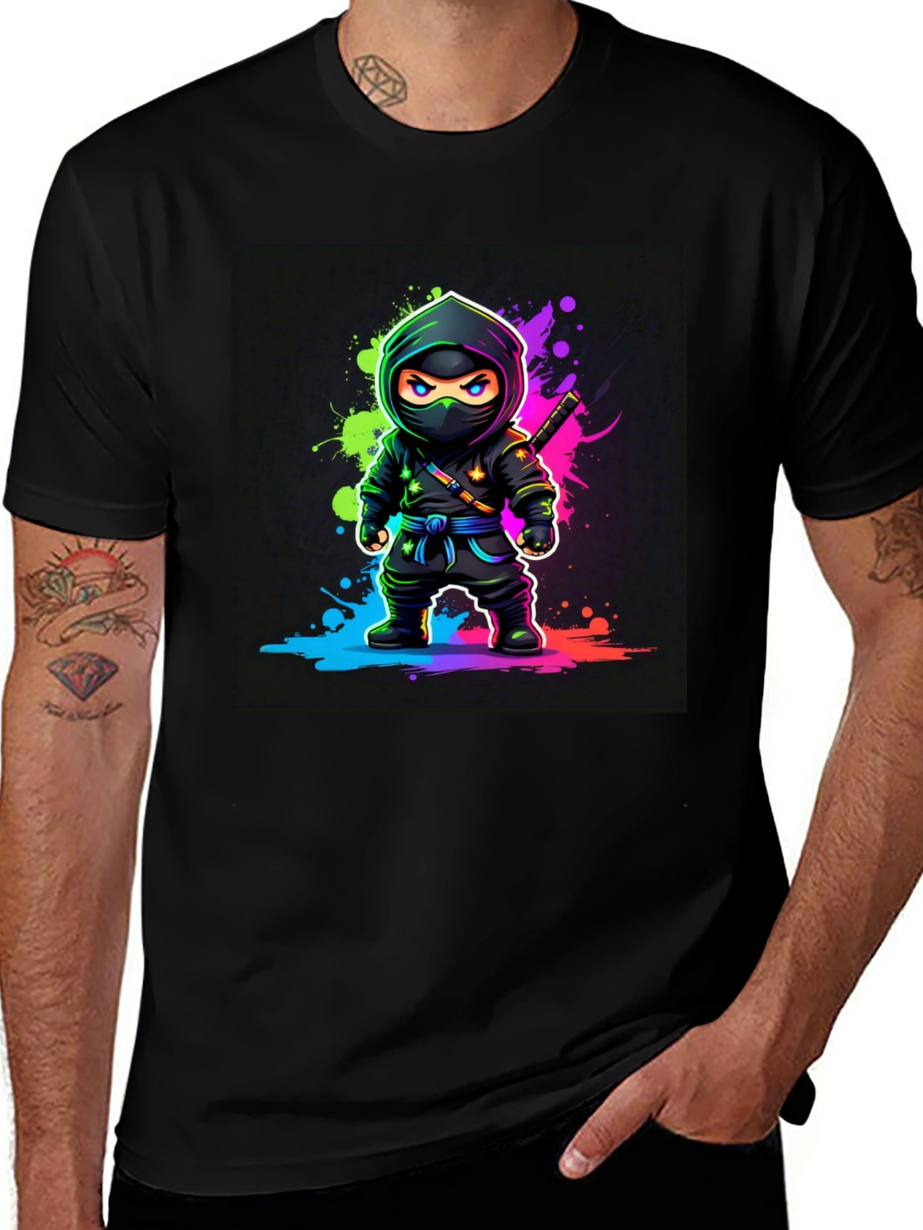 Variant 7 of Cool Ninja Graphic T-Shirt - Black