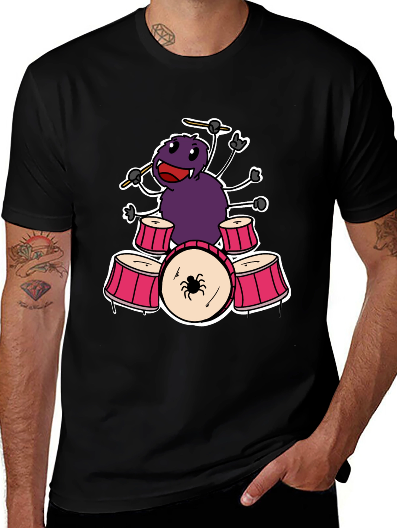 Variant 25 of Spider Drummer T-Shirt - Rock Out in Style!