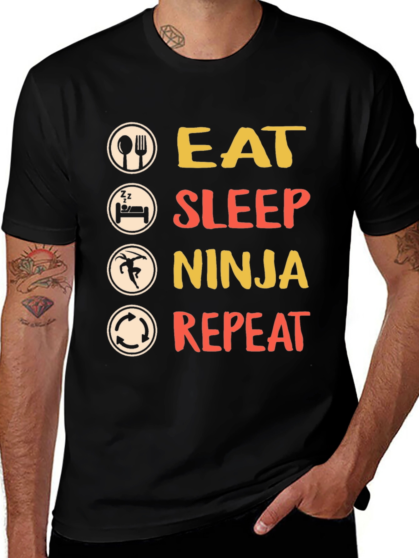 Variant 26 of Eat Sleep Ninja Repeat Graphic Tee