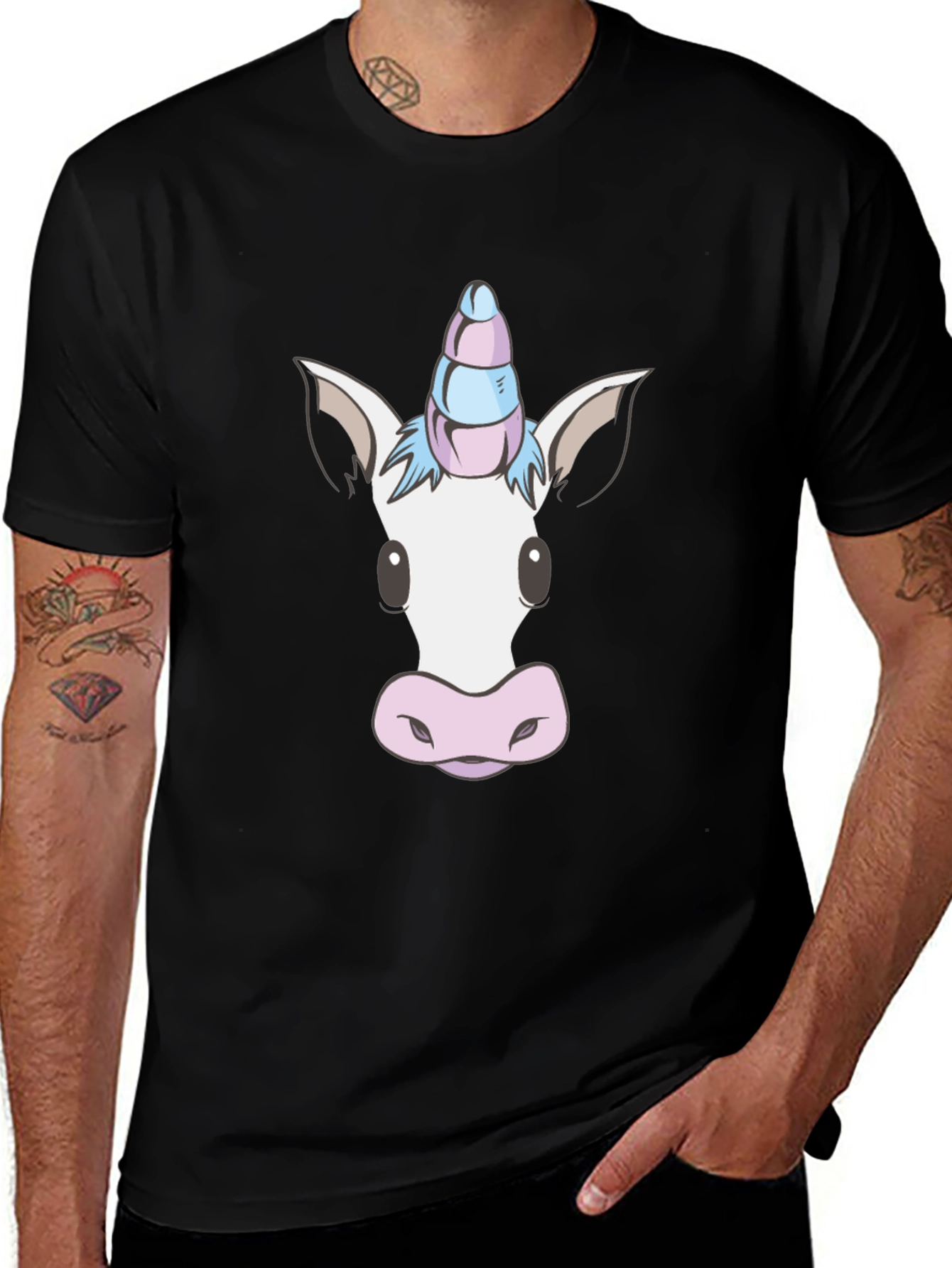 Variant 13 of Unicorn Graphic Tee - Men's Black T-Shirt