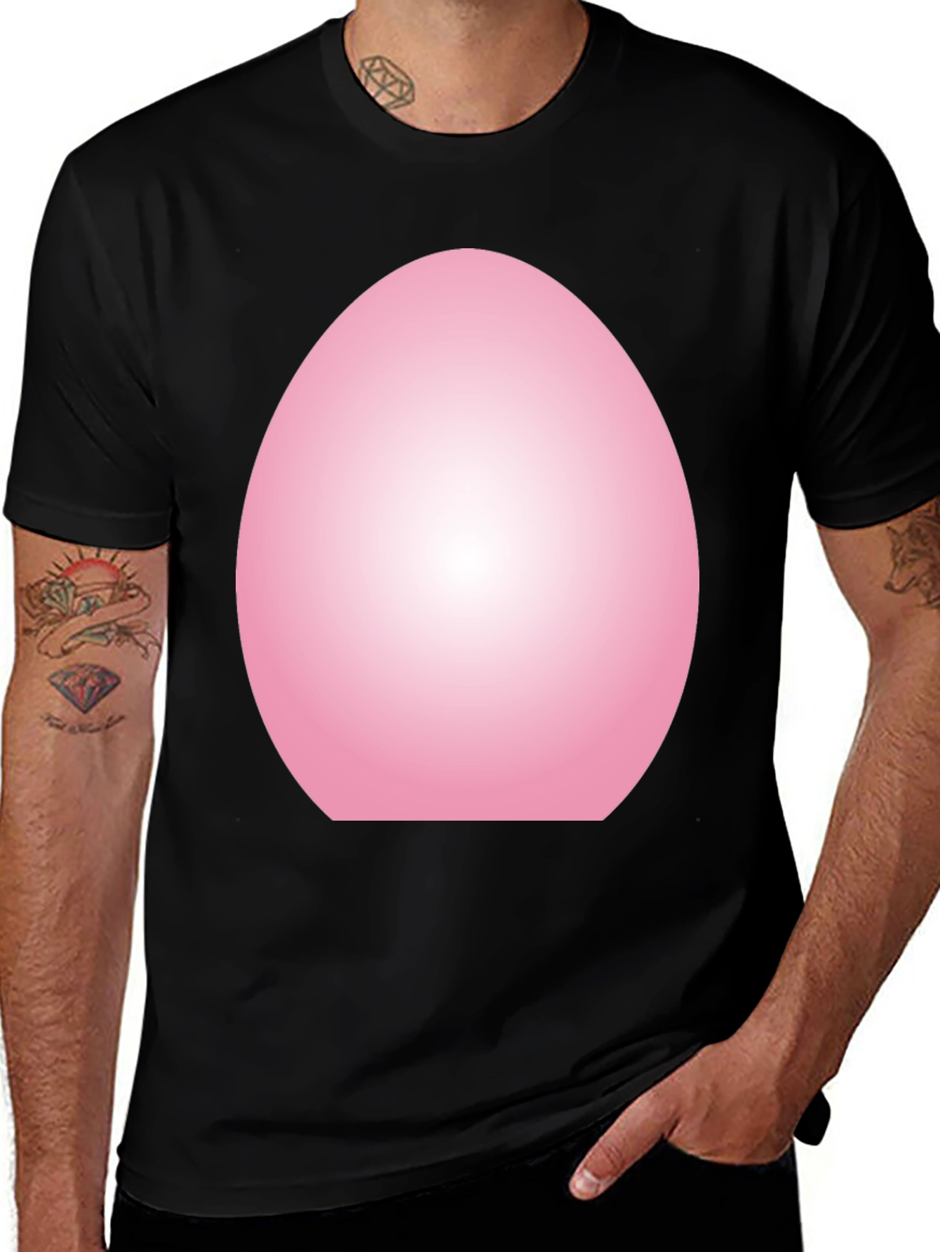 Variant 21 of Pink Egg Graphic Tee - Funny Casual Black T-Shirt