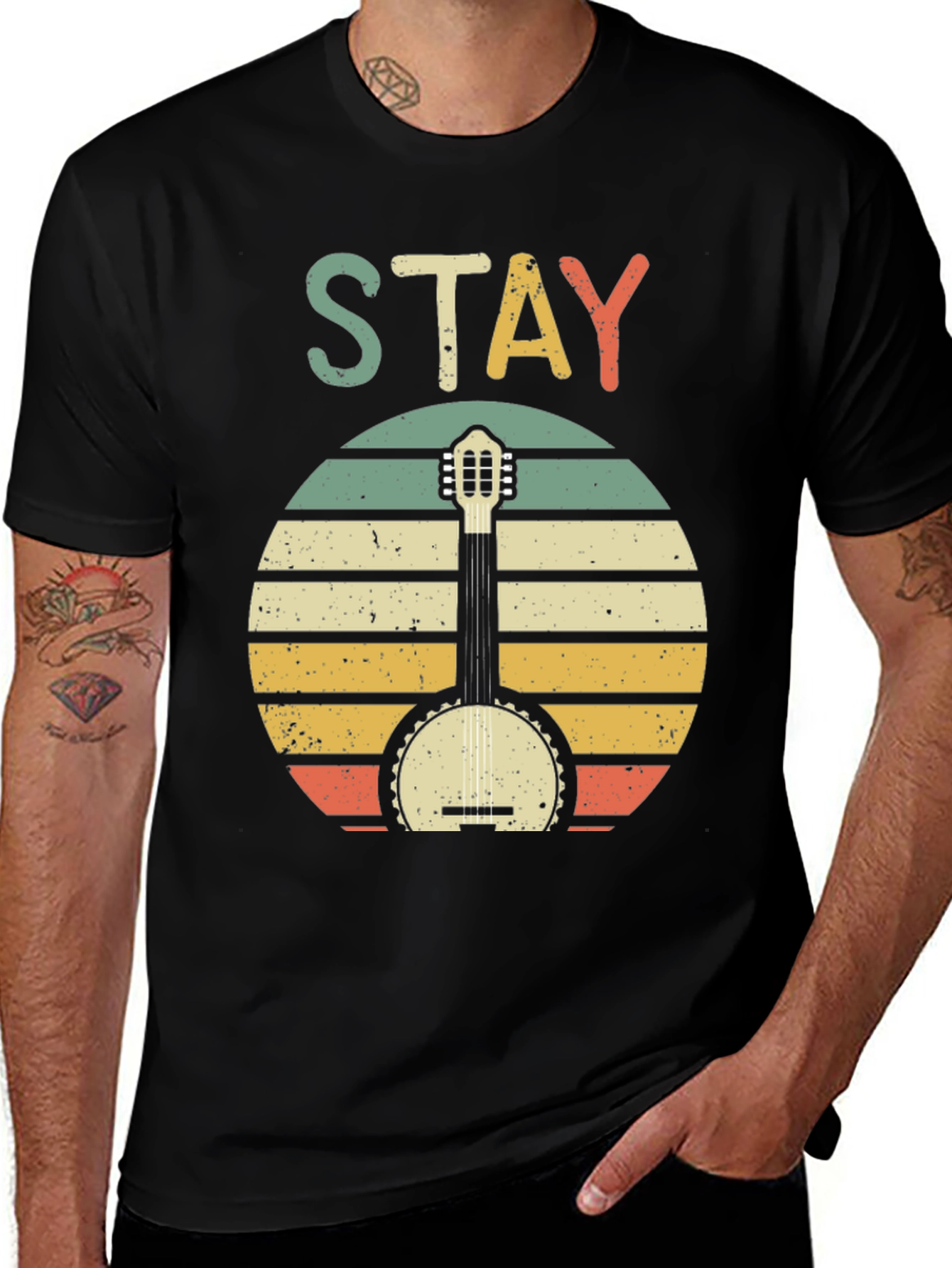 Stay Banjo Sunset Graphic Tee - Retro Style