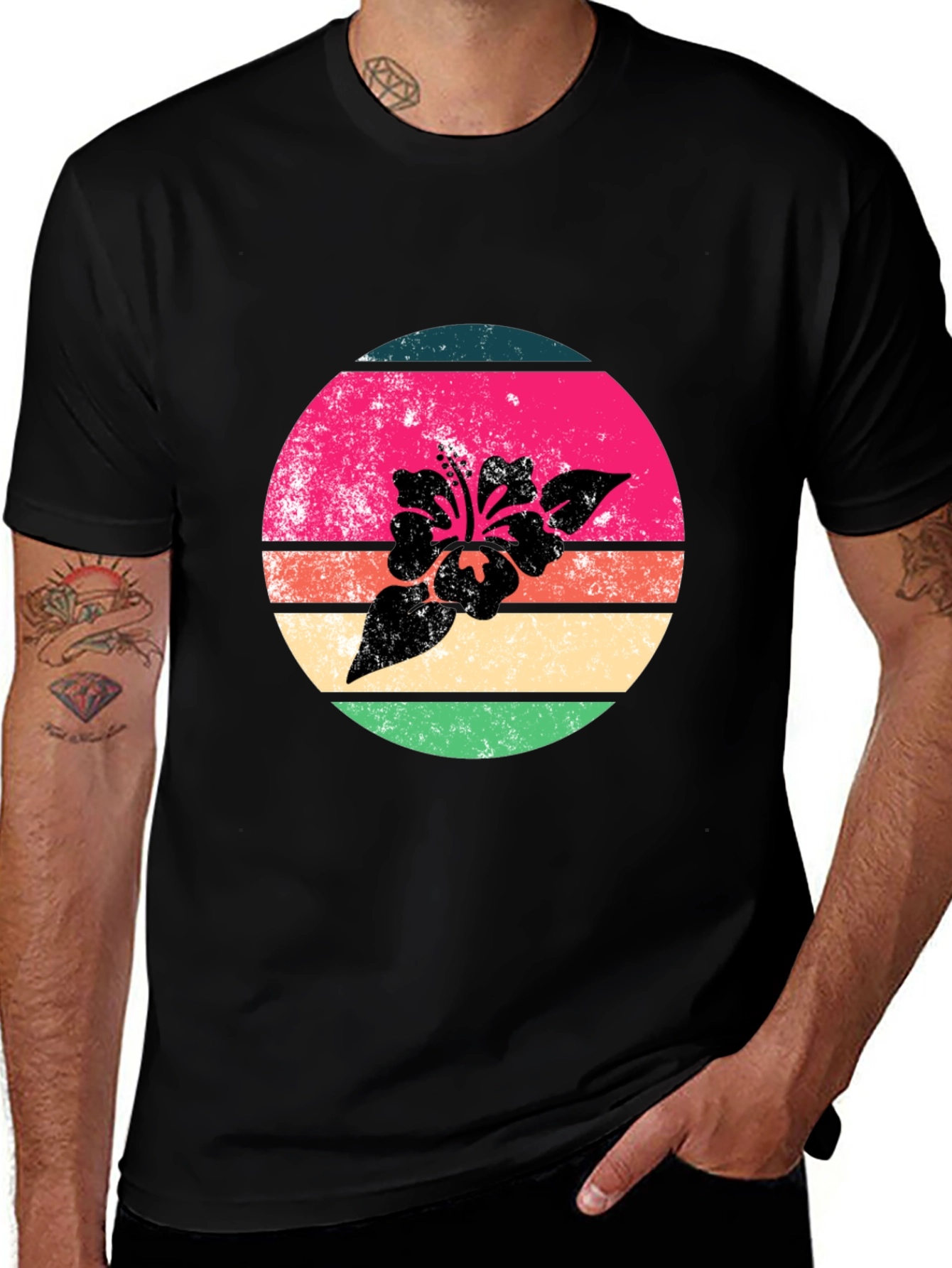 Variant 14 of Retro Hibiscus Graphic Tee