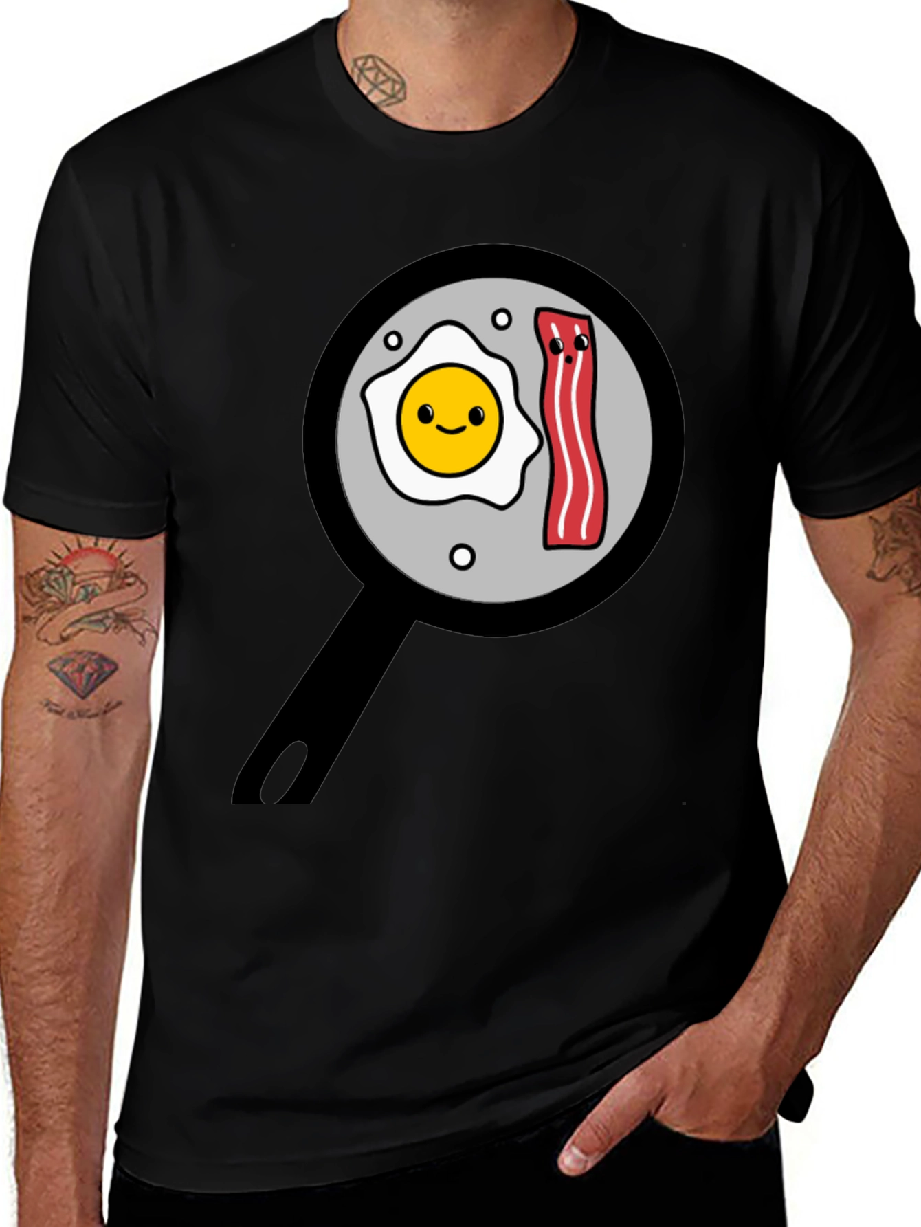 Variant 29 of Funny Breakfast T-Shirt - Egg and Bacon Pan Design