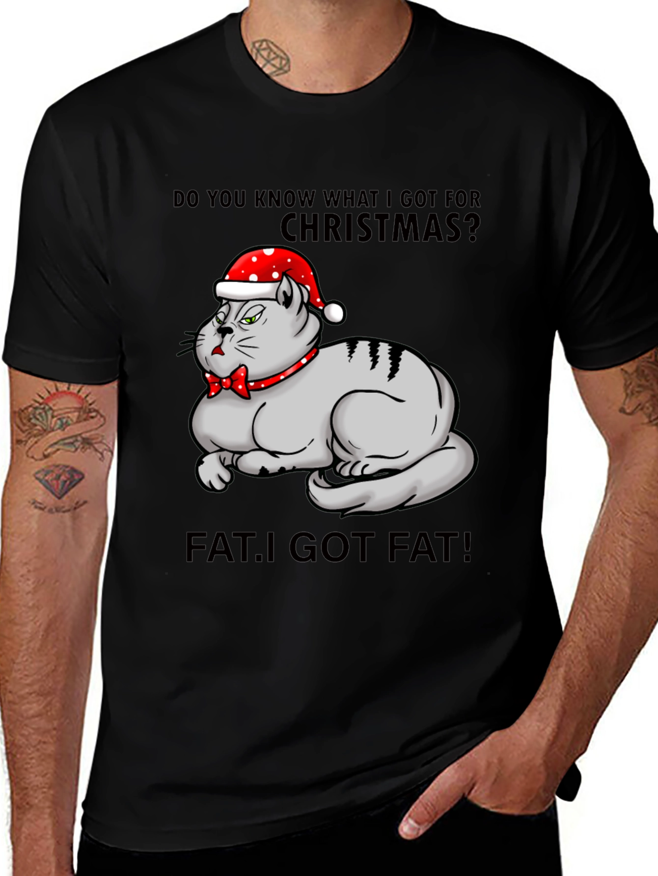Funny Christmas Cat T-Shirt - I Got Fat!