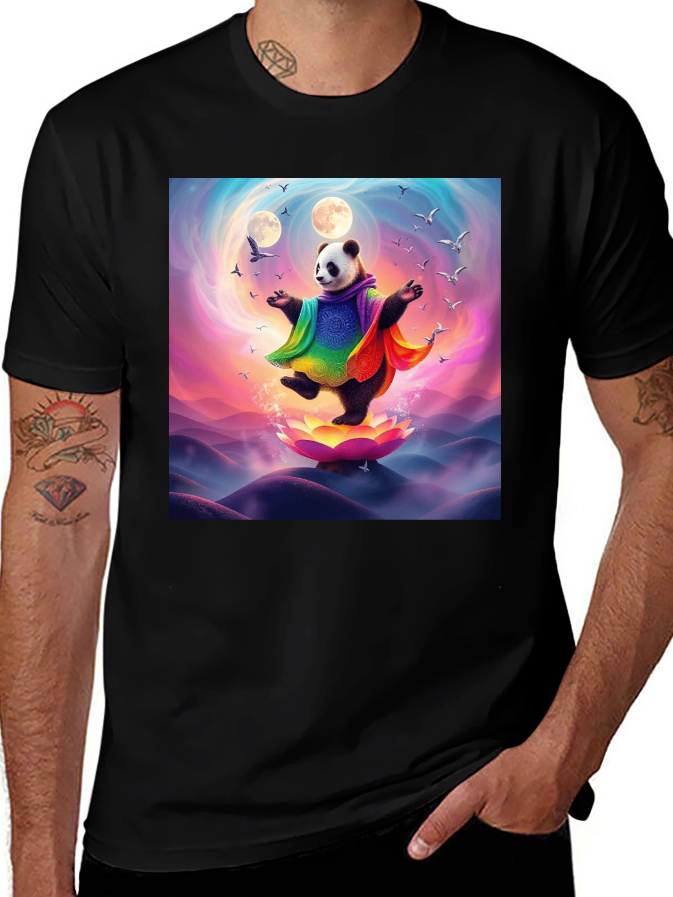 Variant 4 of Zen Panda T-Shirt - Colorful Meditation Design
