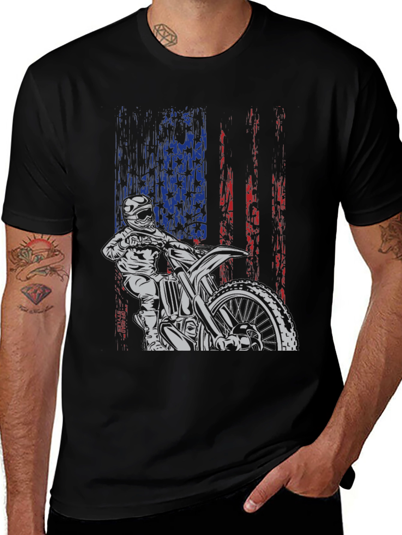Variant 26 of Motocross American Flag Graphic Tee