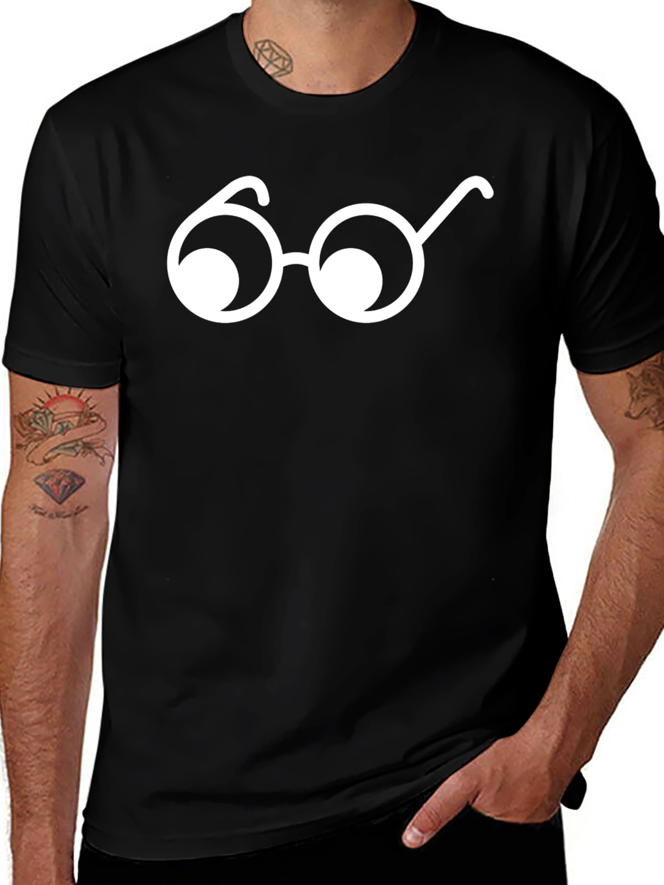 Variant 25 of Geek Chic Glasses Graphic Tee - Black Cotton T-Shirt