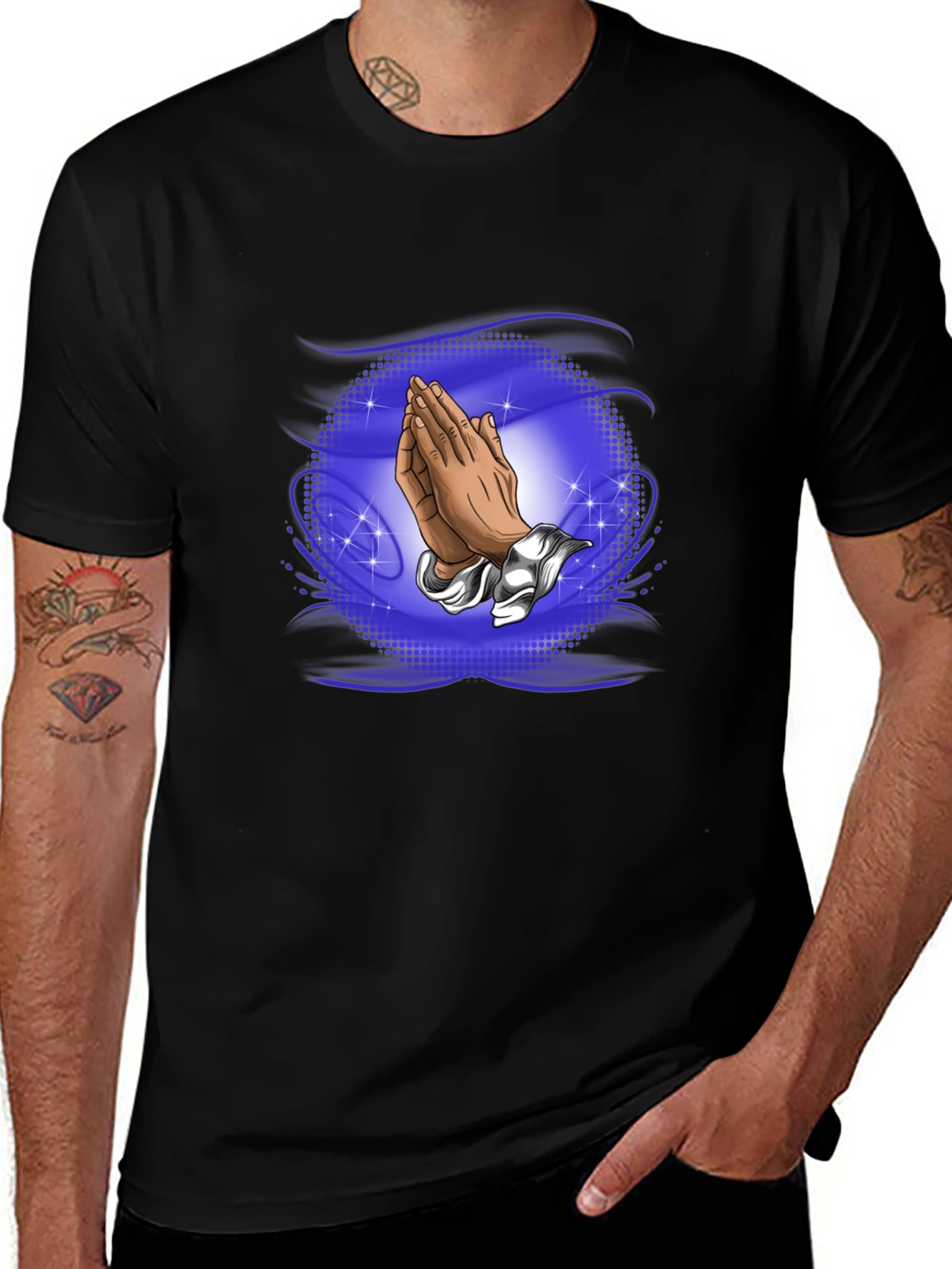 Variant 21 of Praying Hands Graphic T-Shirt - Stylish Men's Fashion