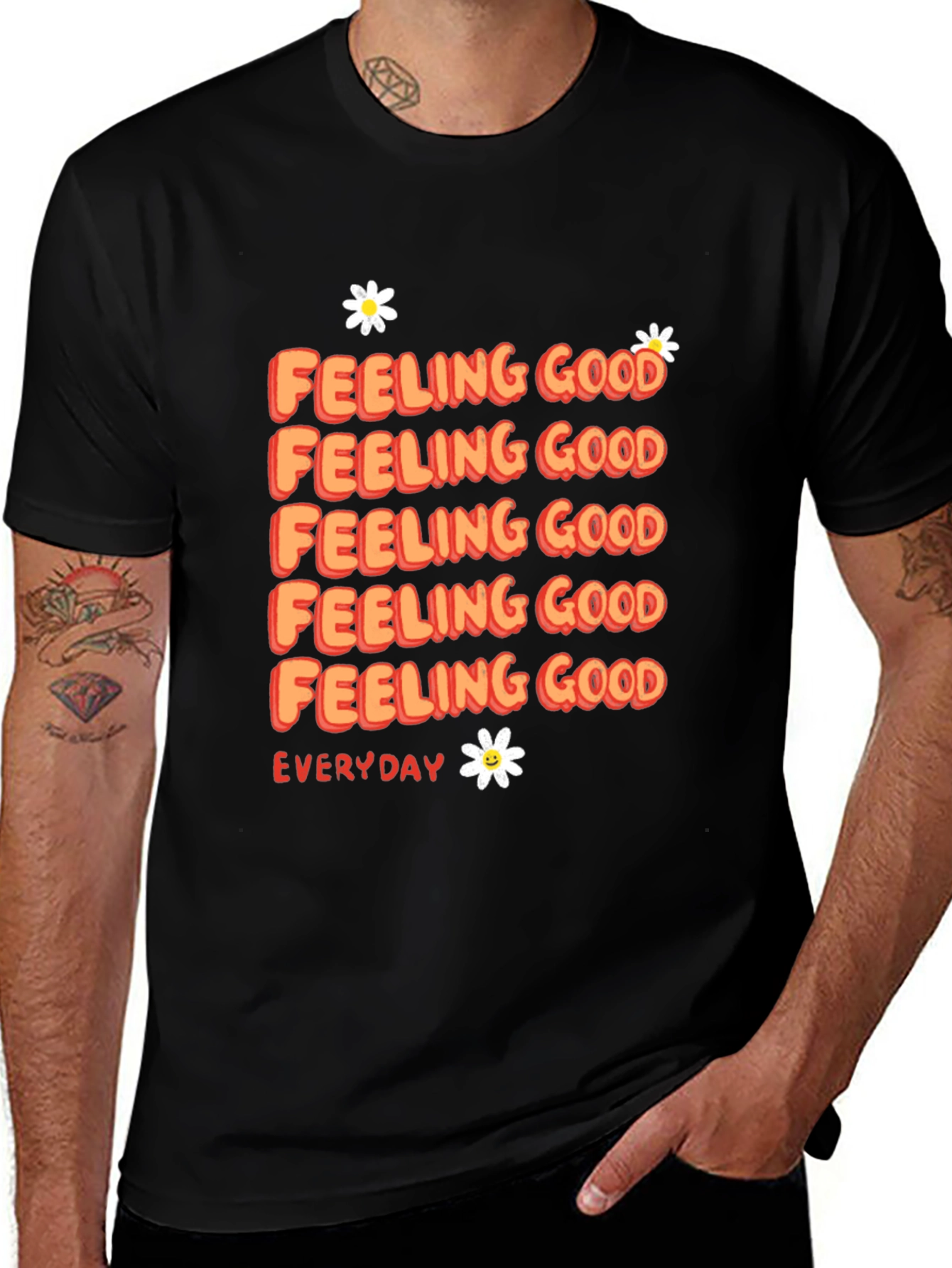 Variant 3 of Feeling Good Everyday Graphic Tee - Black