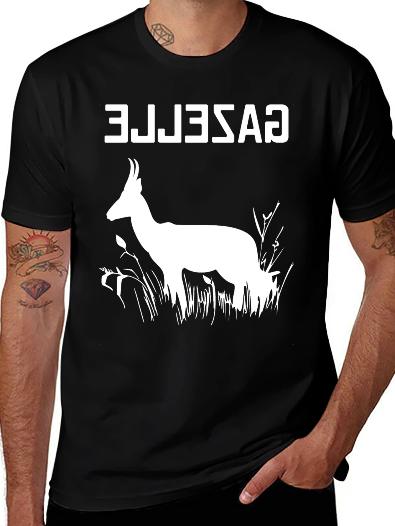 Variant 27 of Caselle Graphic T-Shirt: Black Antelope Design