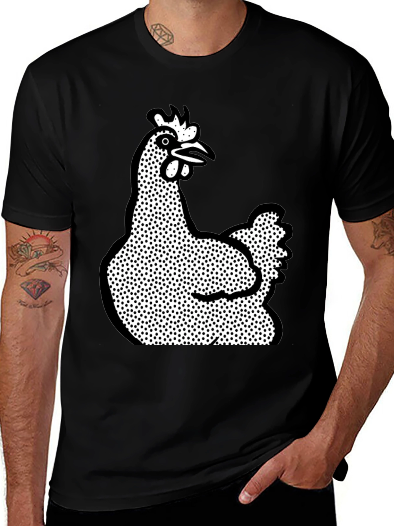 Variant 26 of Chicken Graphic Black T-Shirt