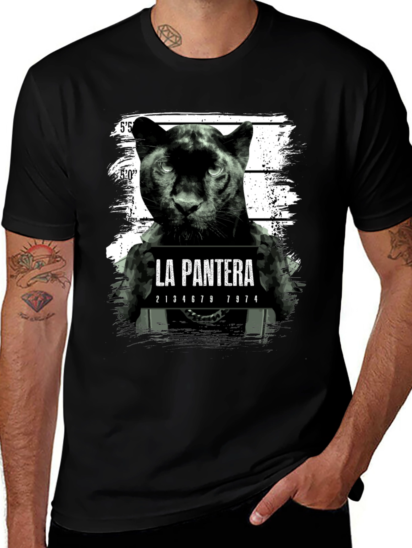 La Pantera T-Shirt - Black Panther Mugshot