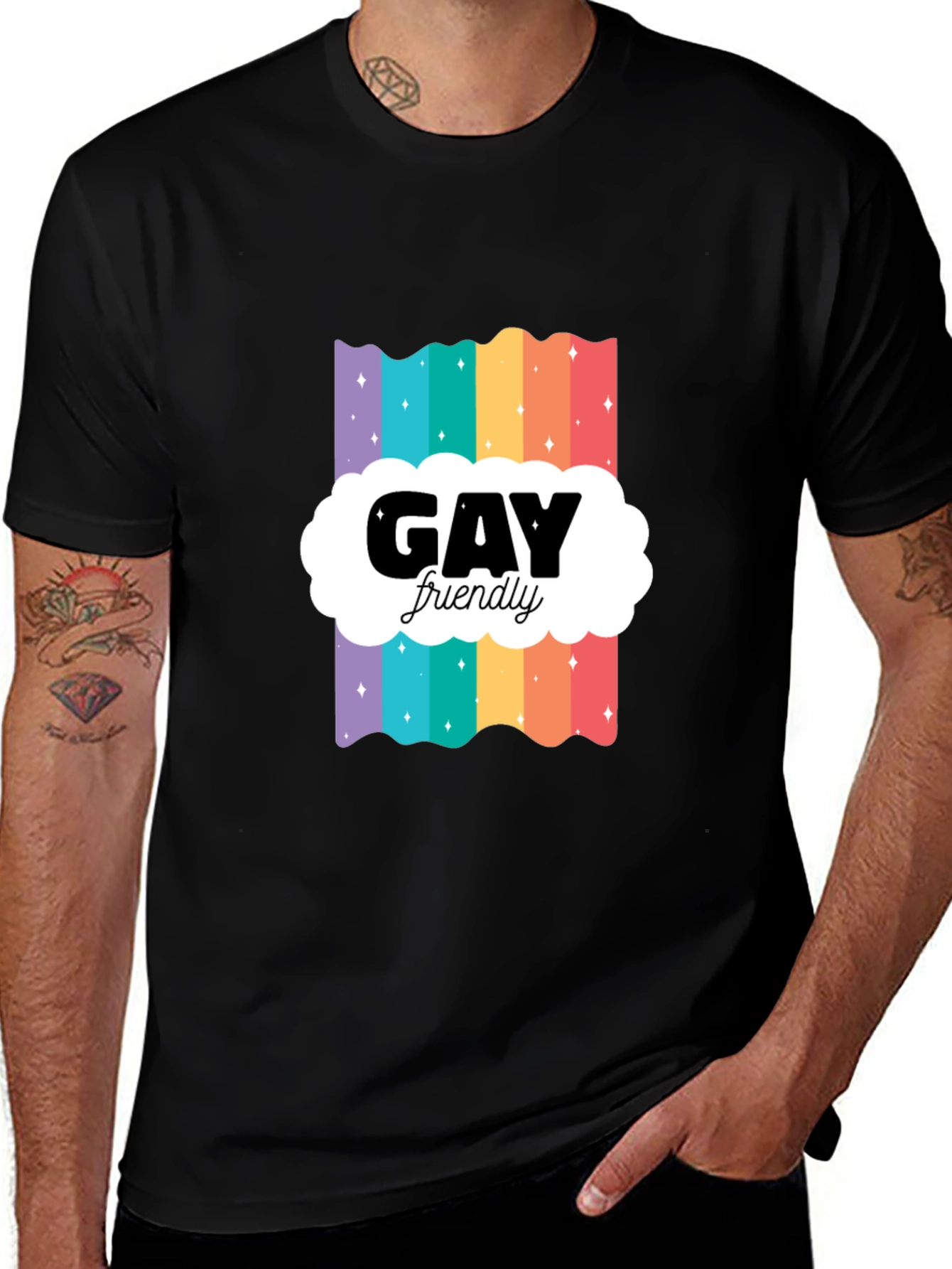Variant 20 of Gay Friendly Rainbow Graphic Tee