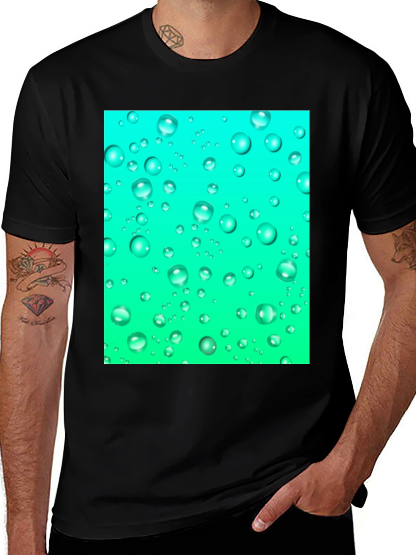 Variant 18 of Aqua Bubbles Black T-Shirt