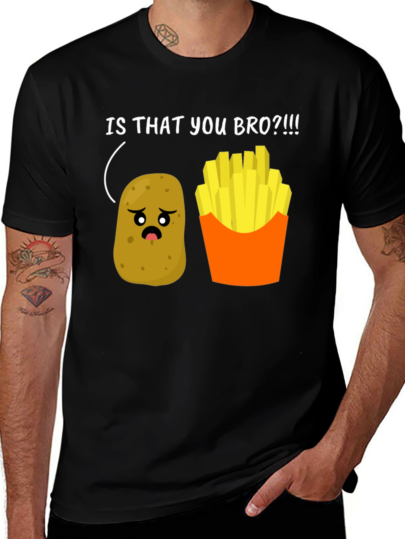 Variant 8 of Funny Potato & Fries Graphic T-Shirt - Is That You Bro?!