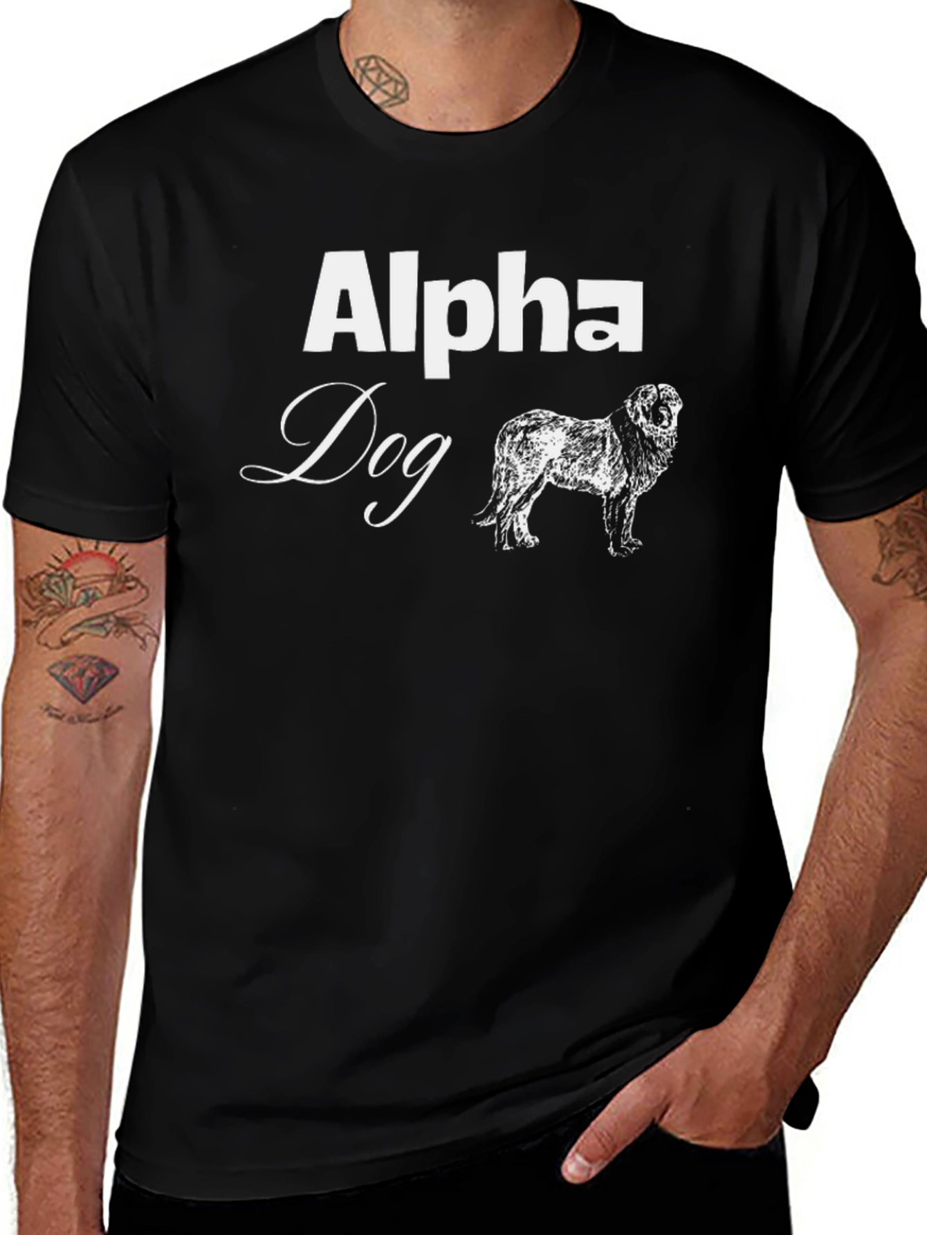 Variant 2 of Alpha Dog Graphic Tee - Black Cotton T-Shirt