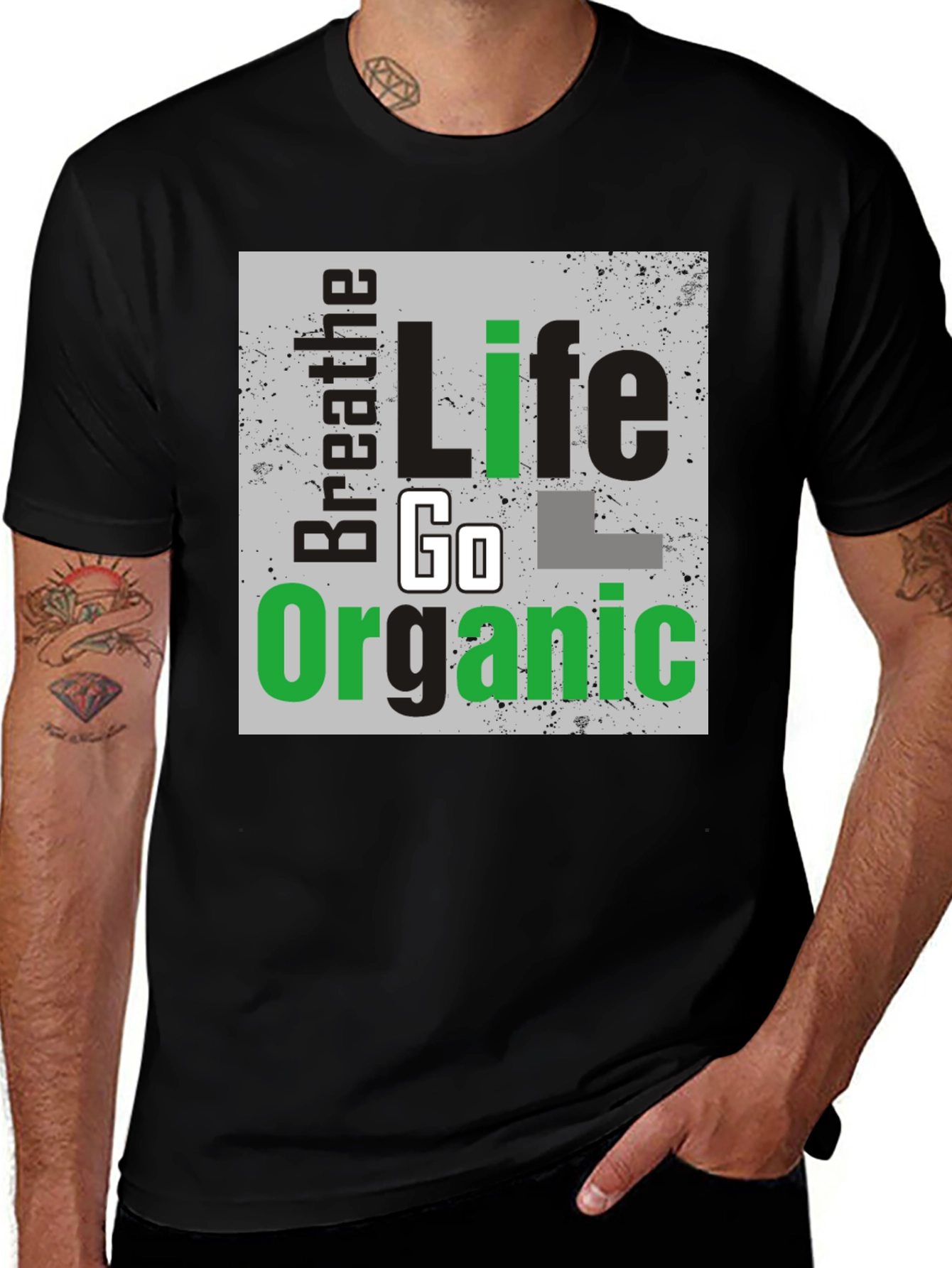 Variant 8 of Breathe Life Go Organic Black T-Shirt