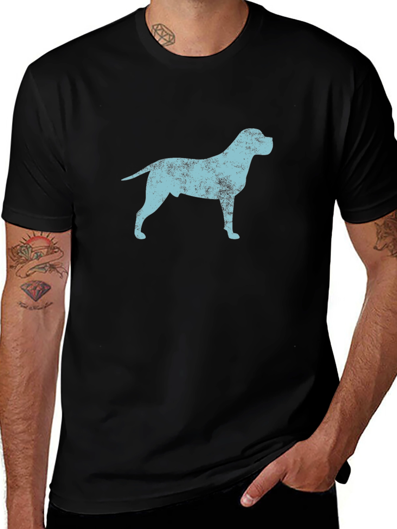 Variant 17 of Dog Silhouette Graphic Tee - Black