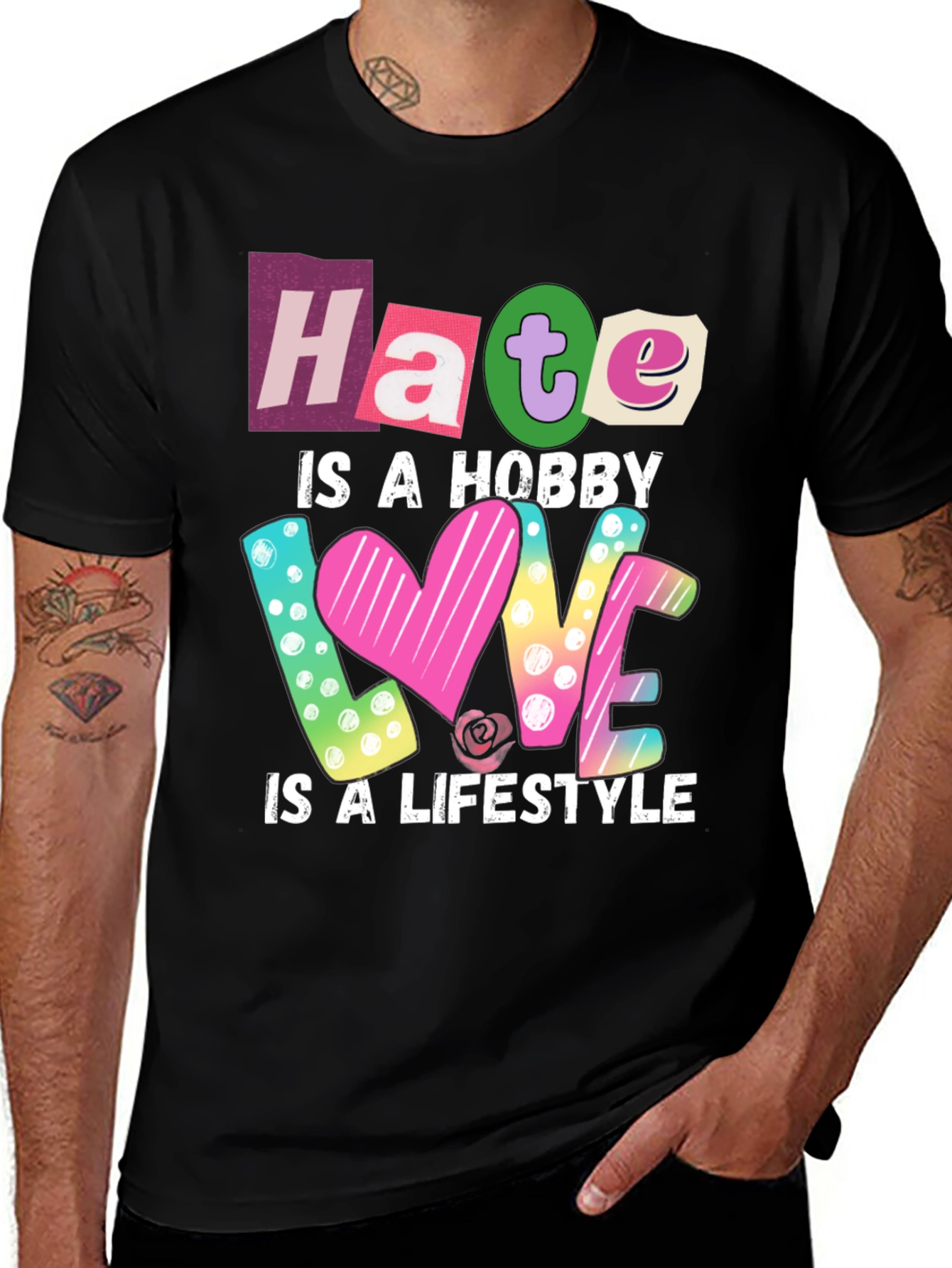 Variant 8 of Hate is a Hobby Love is a Lifestyle Graphic Tee