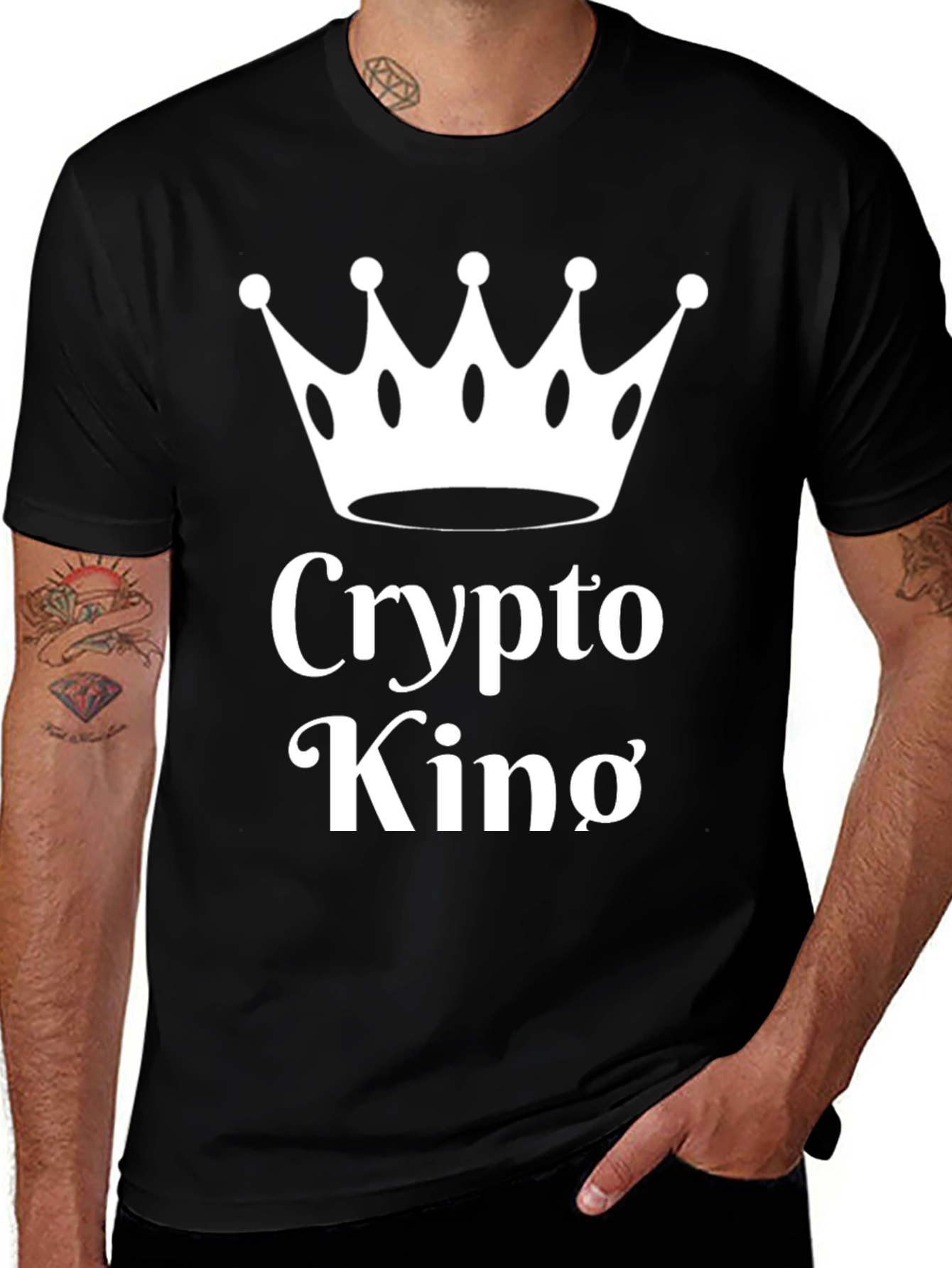 Crypto King T-Shirt - Black Cotton Tee with Crown