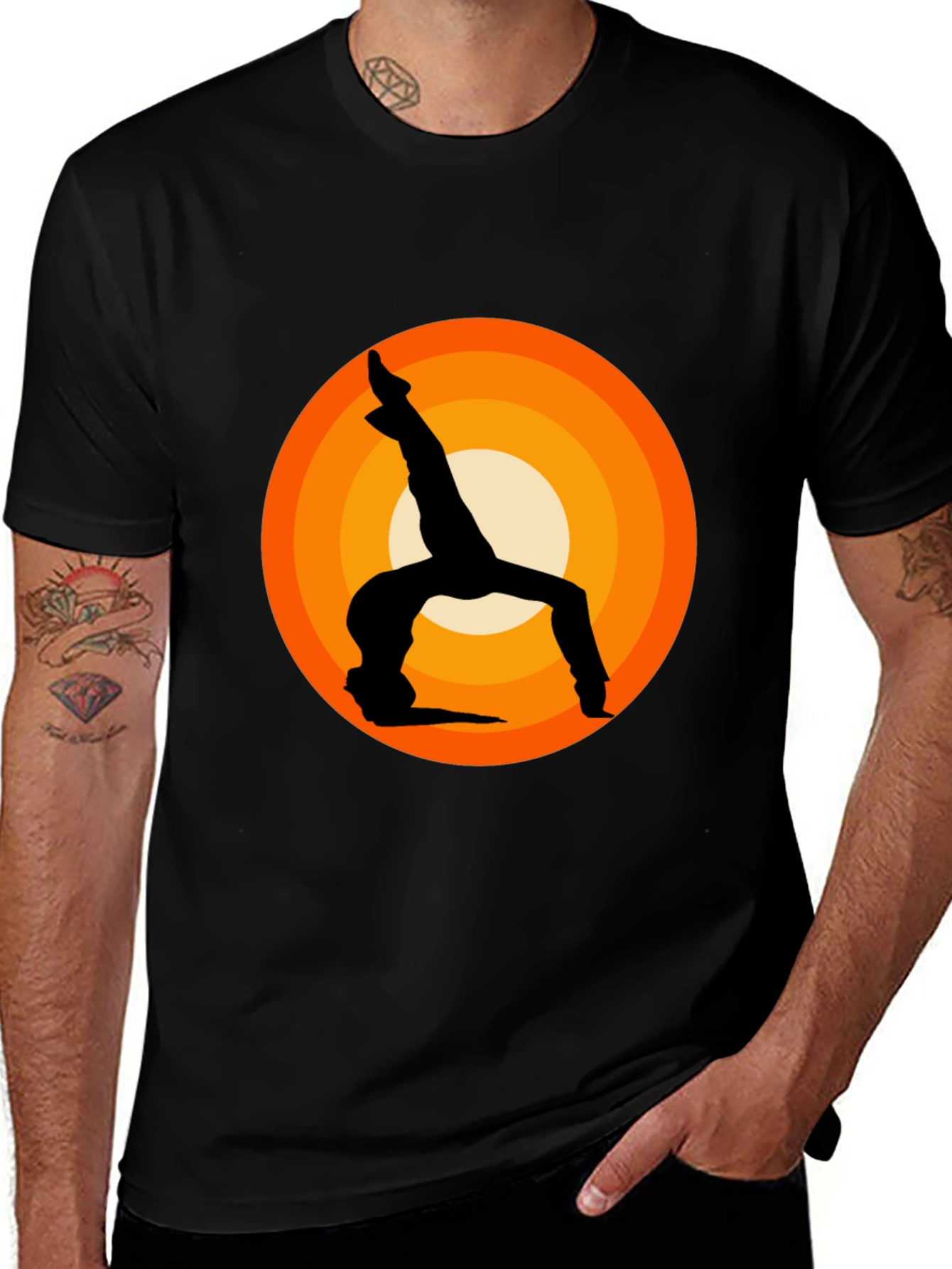 Variant 16 of Yoga Silhouette Graphic Tee - Black Cotton Blend
