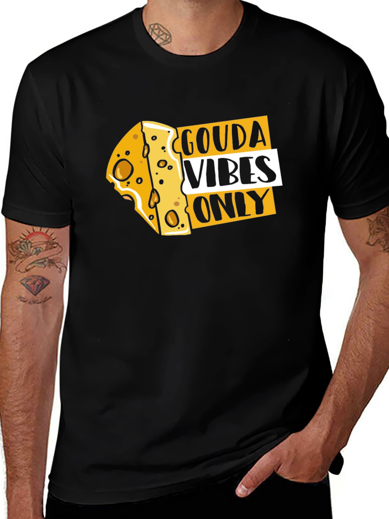 Variant 12 of Gouda Vibes Only Funny Cheese T-Shirt