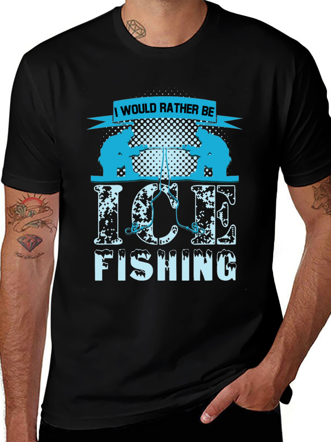Variant 8 of Ice Fishing Graphic Tee - "I Would Rather Be"
