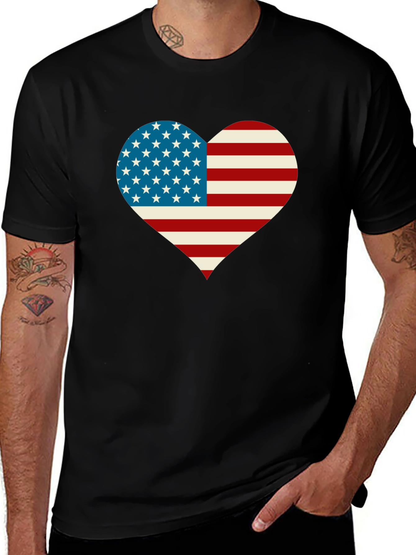 Variant 4 of American Flag Heart T-Shirt