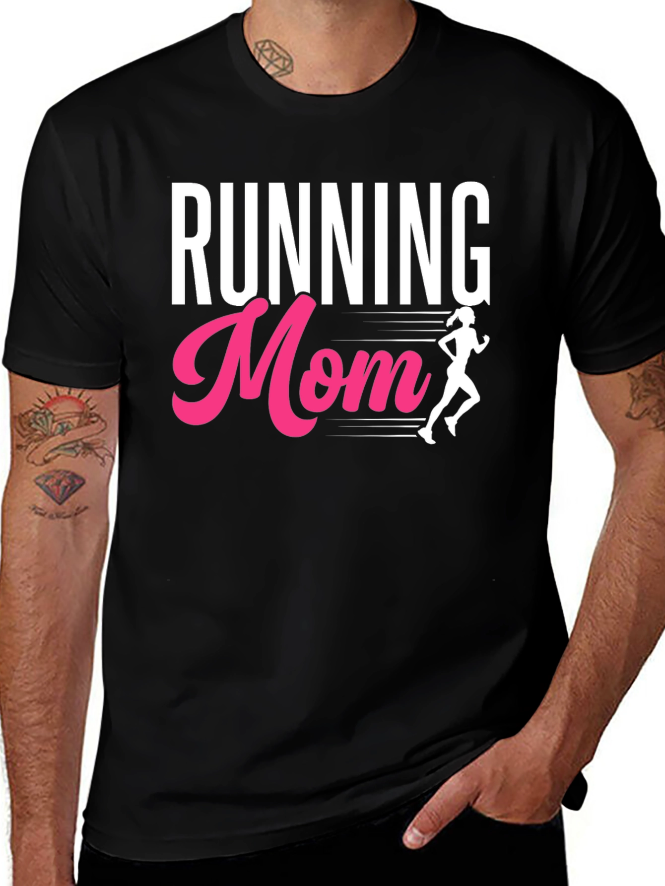 Variant 22 of Running Mom Graphic Tee - Black