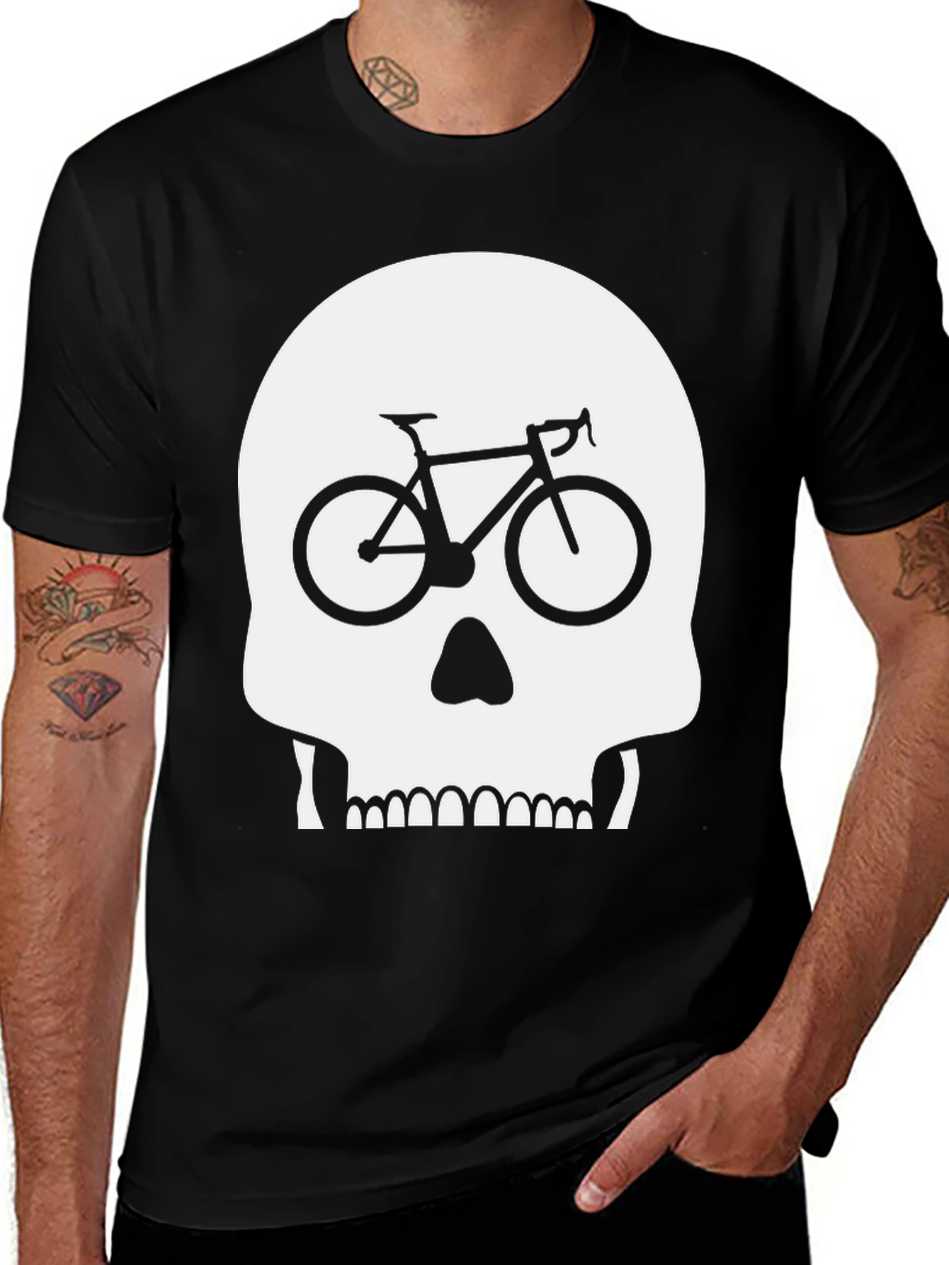 Bike Skull Graphic Tee - Cycling Skeleton Shirt