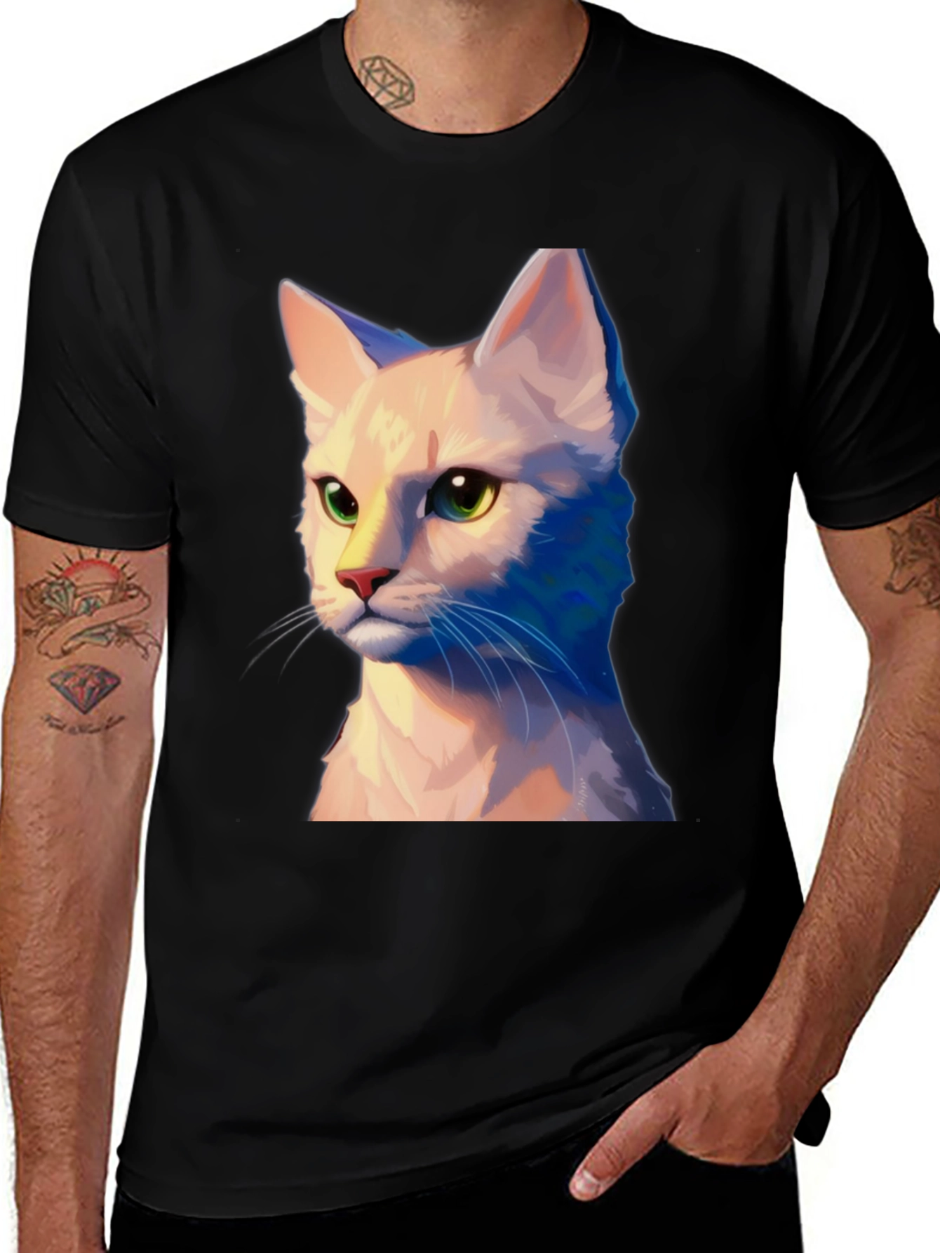 Variant 25 of Cat Portrait Graphic Tee - Unisex Soft Black T-Shirt