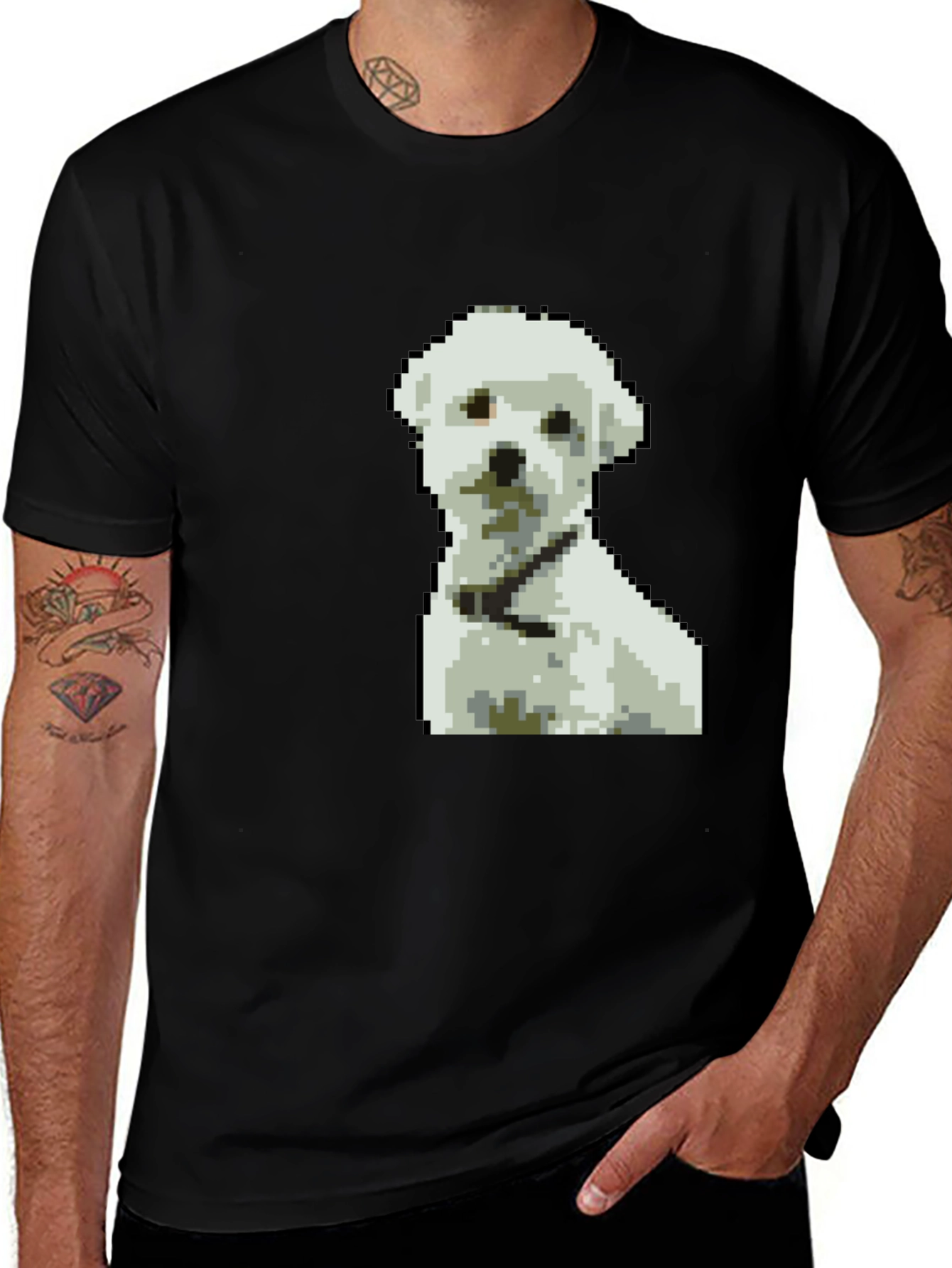 Variant 9 of Pixel Art Dog Graphic T-Shirt