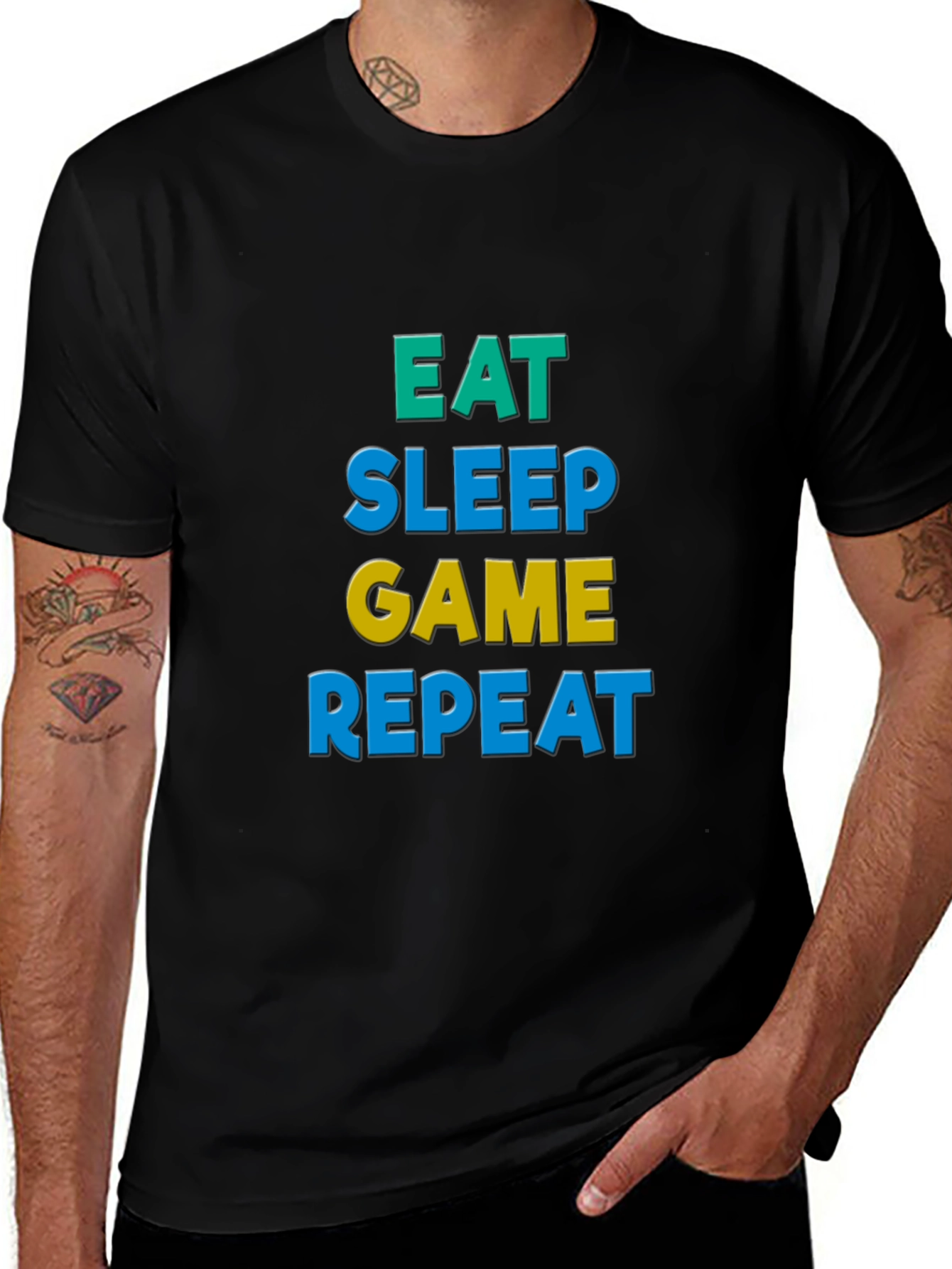 Variant 18 of Eat Sleep Game Repeat - Black T-Shirt